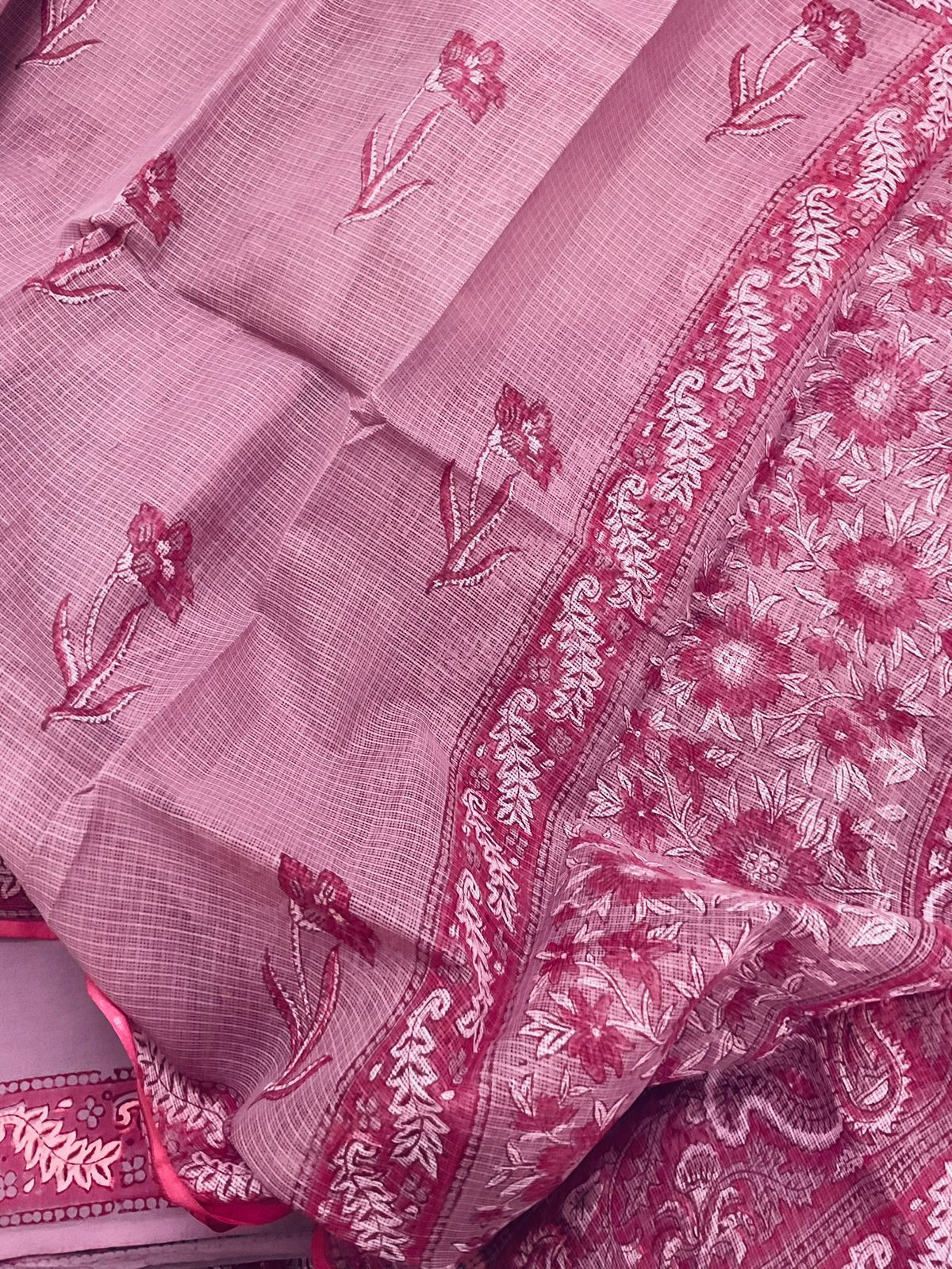 Pure Fine Kota Cotton Printed Suit - Mauve