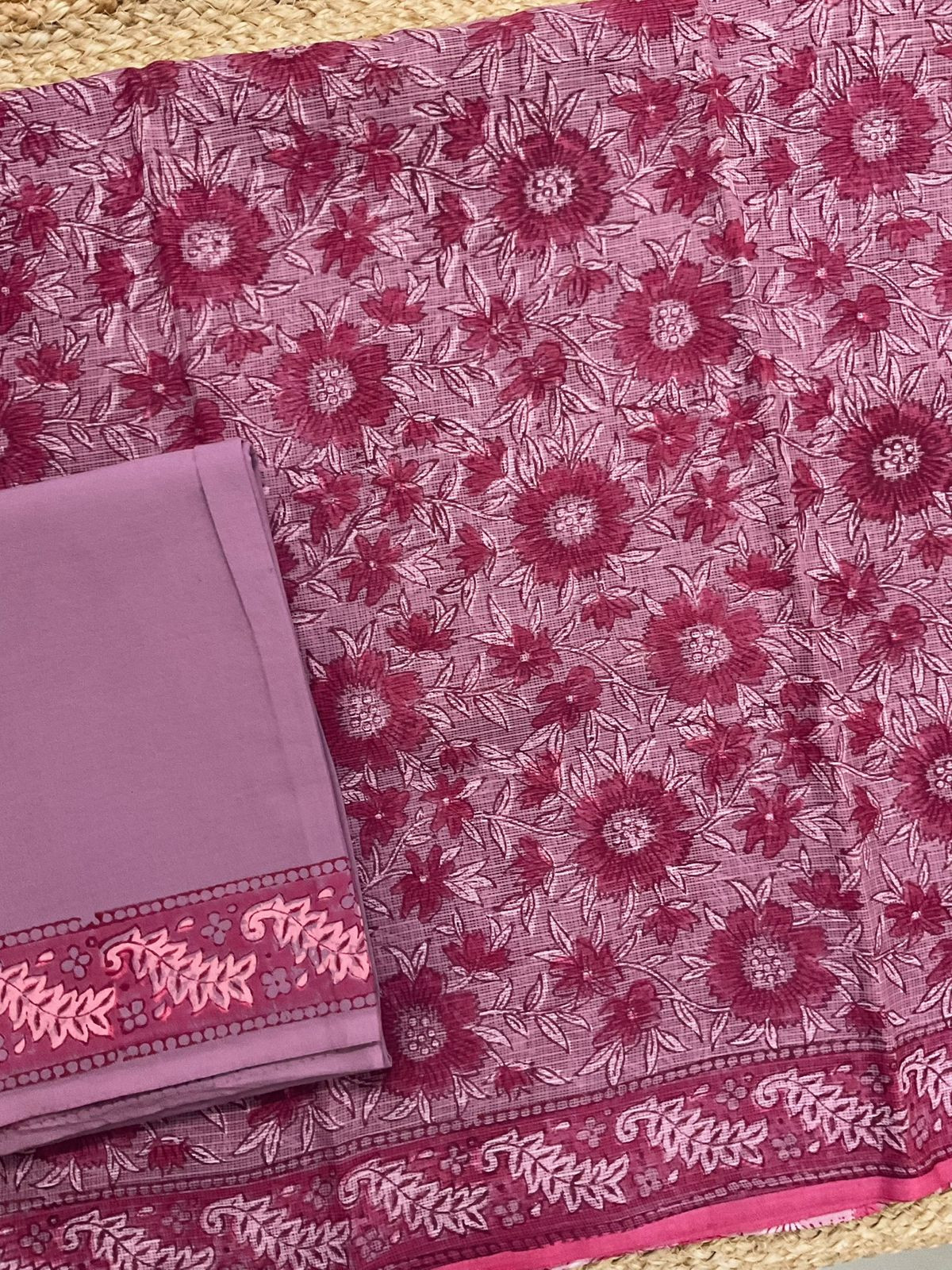 Pure Fine Kota Cotton Printed Suit - Mauve