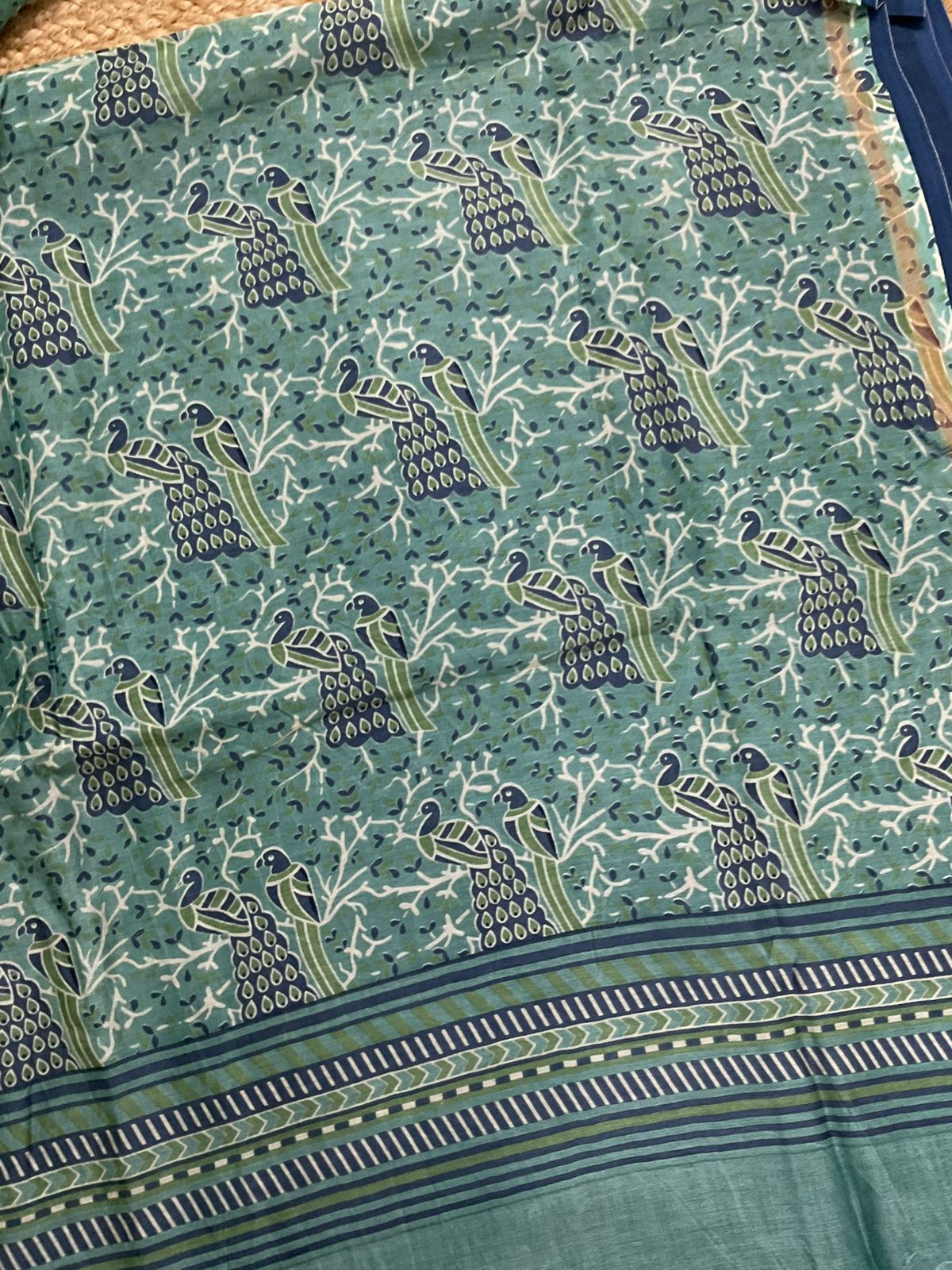 Pure Mul Chanderi Printed Suit - Blue