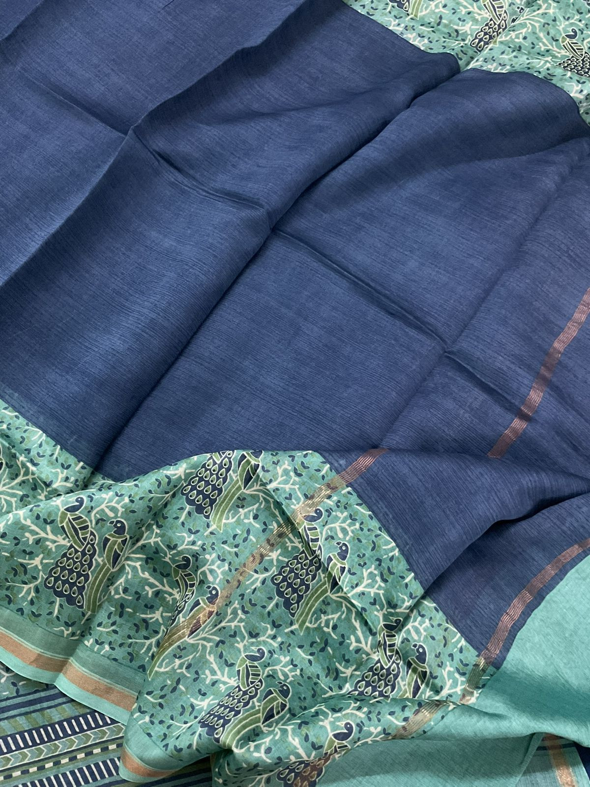 Pure Mul Chanderi Printed Suit - Blue