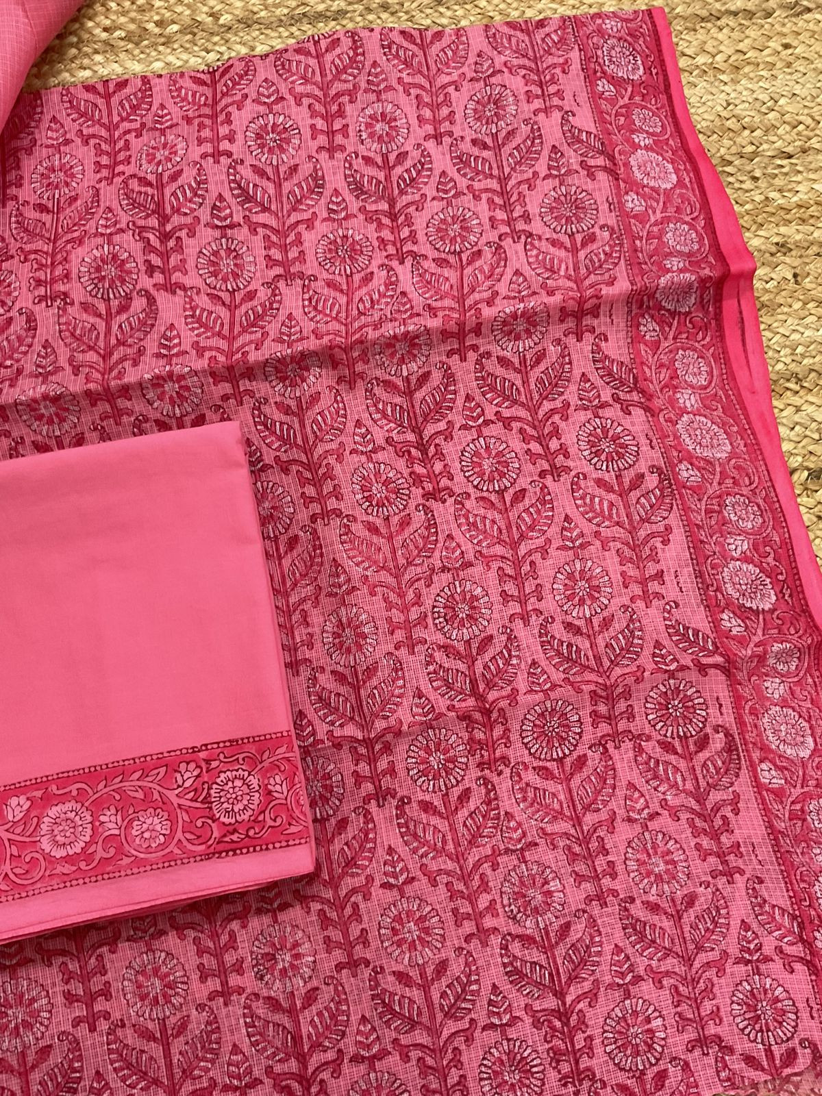 Pure Fine Kota Cotton Printed Suit - Pink