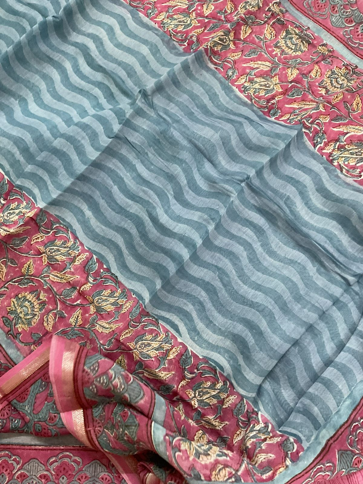 Pure Mul Chanderi Printed Suit - Pink