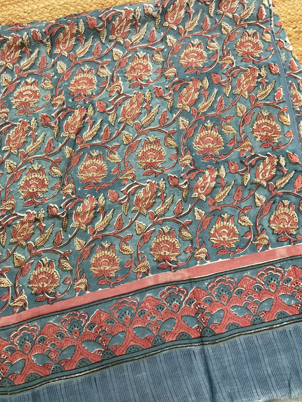 Pure Mul Chanderi Printed Suit - Blue