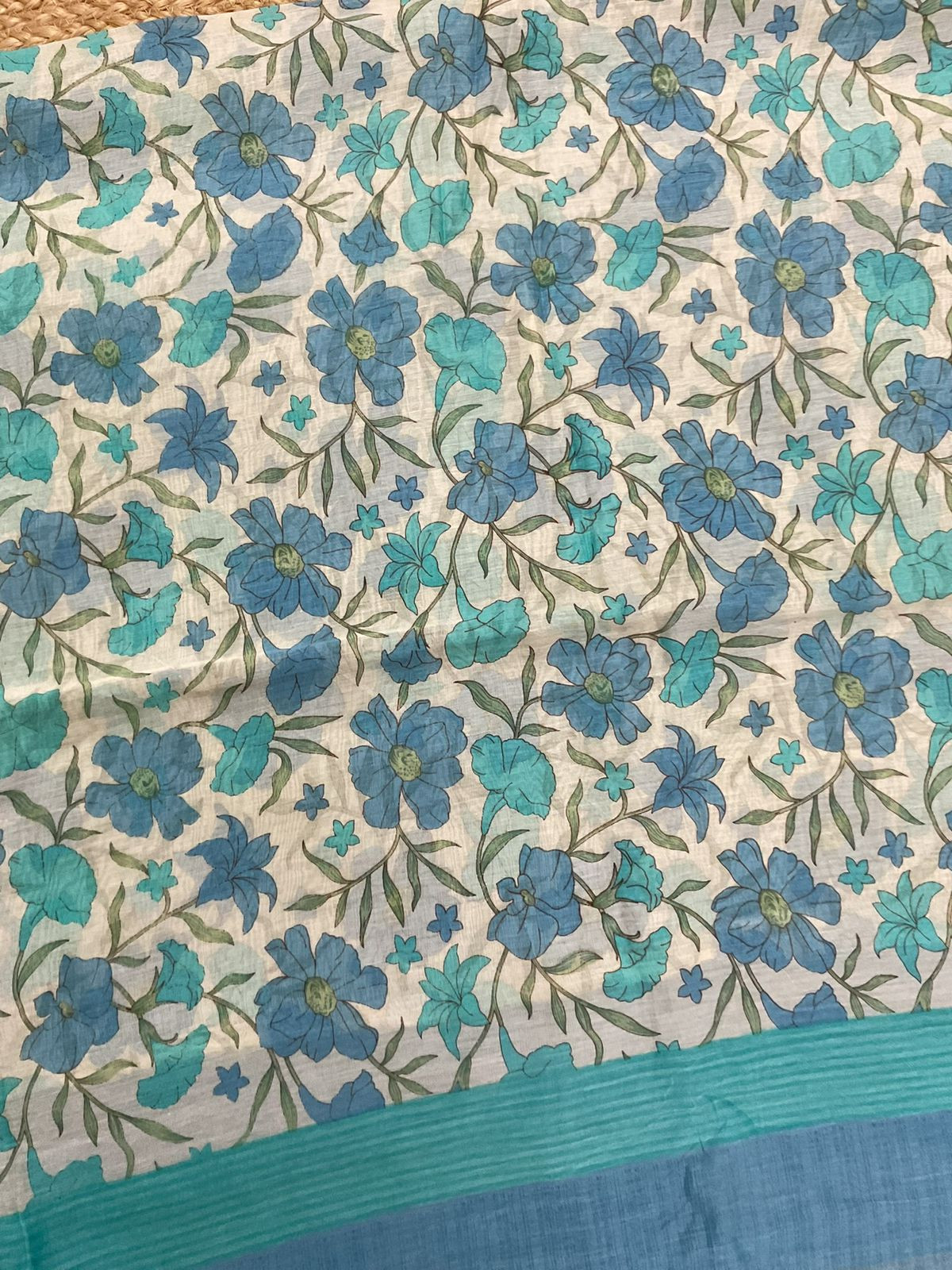 Pure Mul Chanderi Printed Suit - Blue