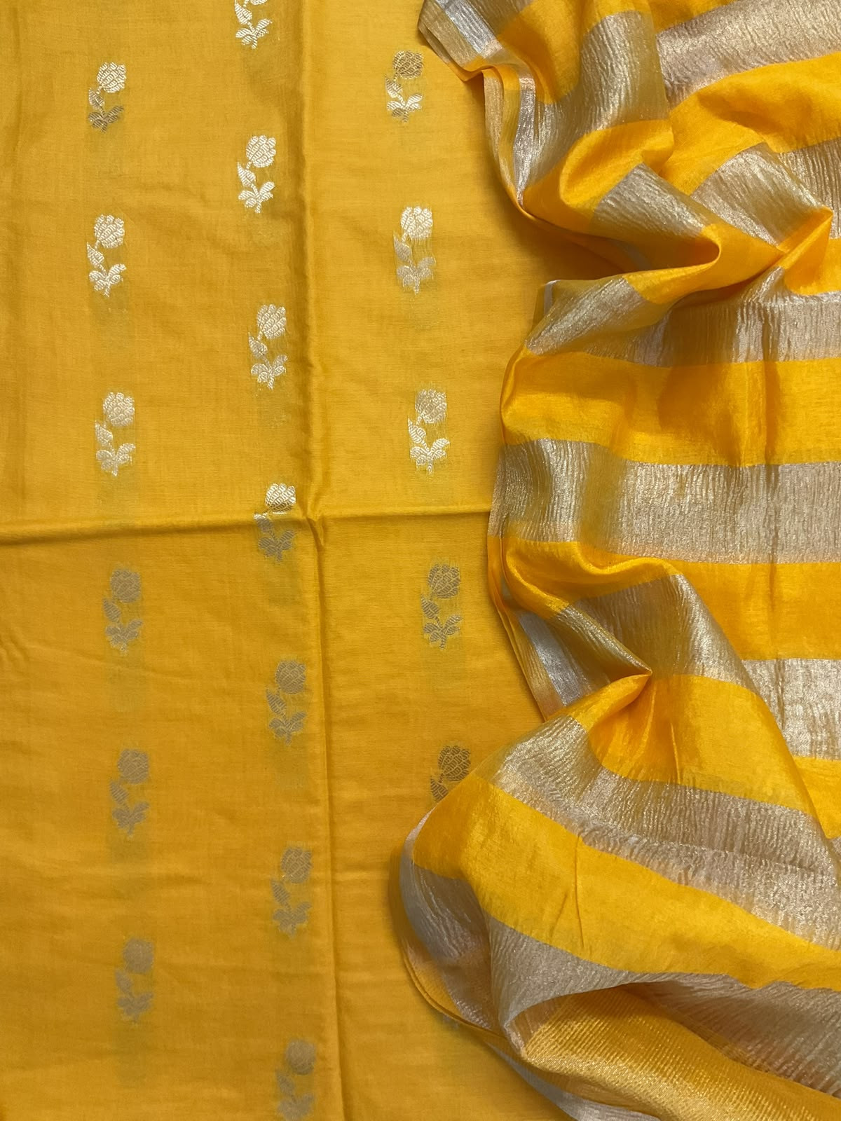 Soft Fine Chanderi Banarasi Weaved Suit - Yellow