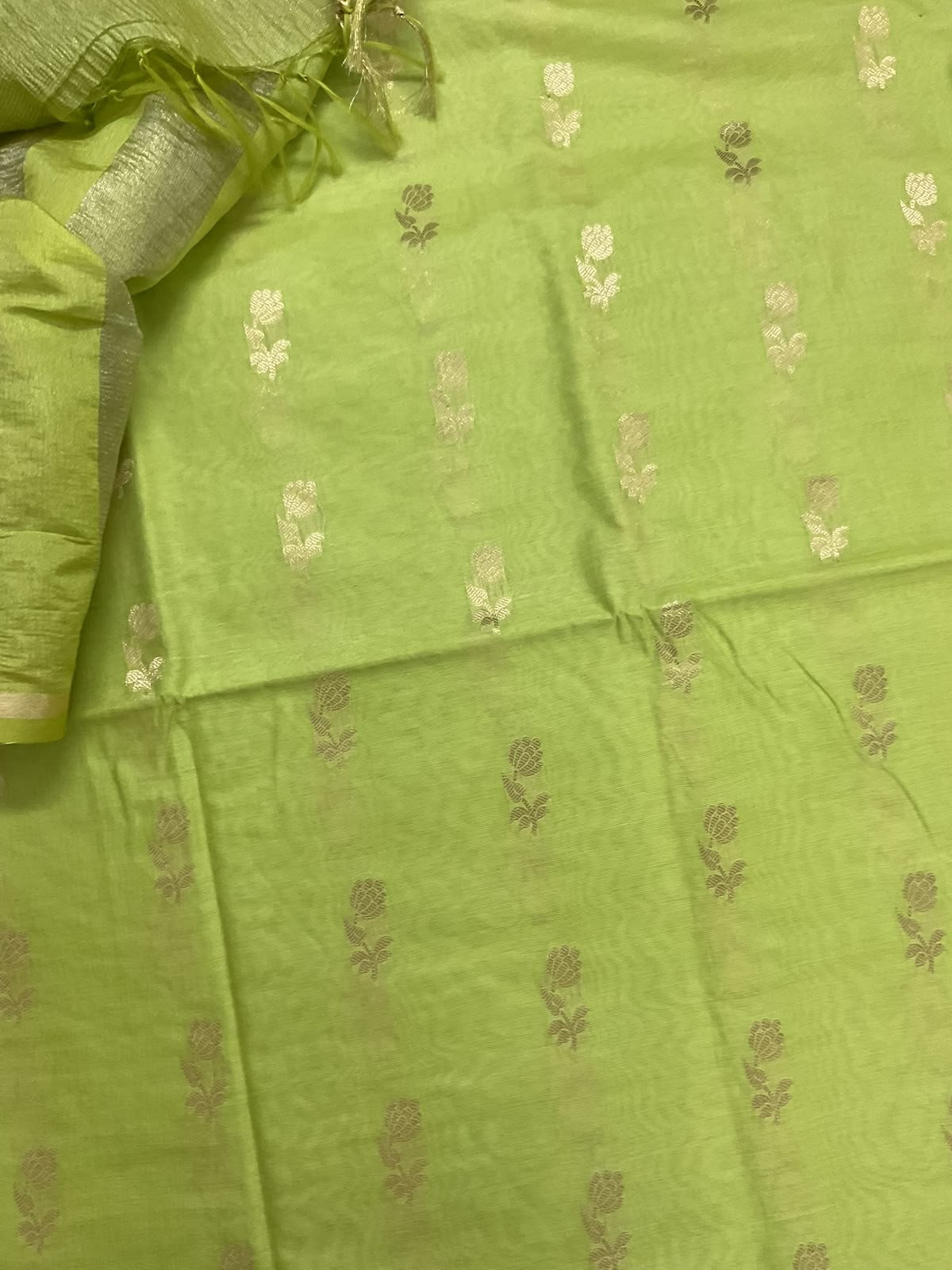 Soft Fine Chanderi Banarasi Weaved Suit - Green
