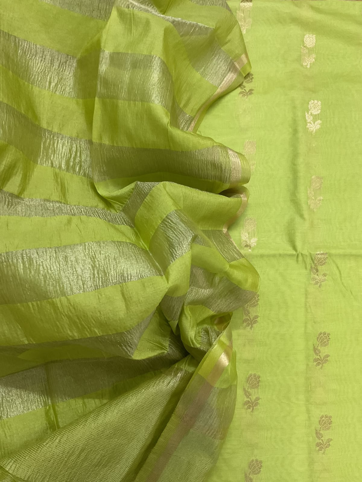 Soft Fine Chanderi Banarasi Weaved Suit - Green