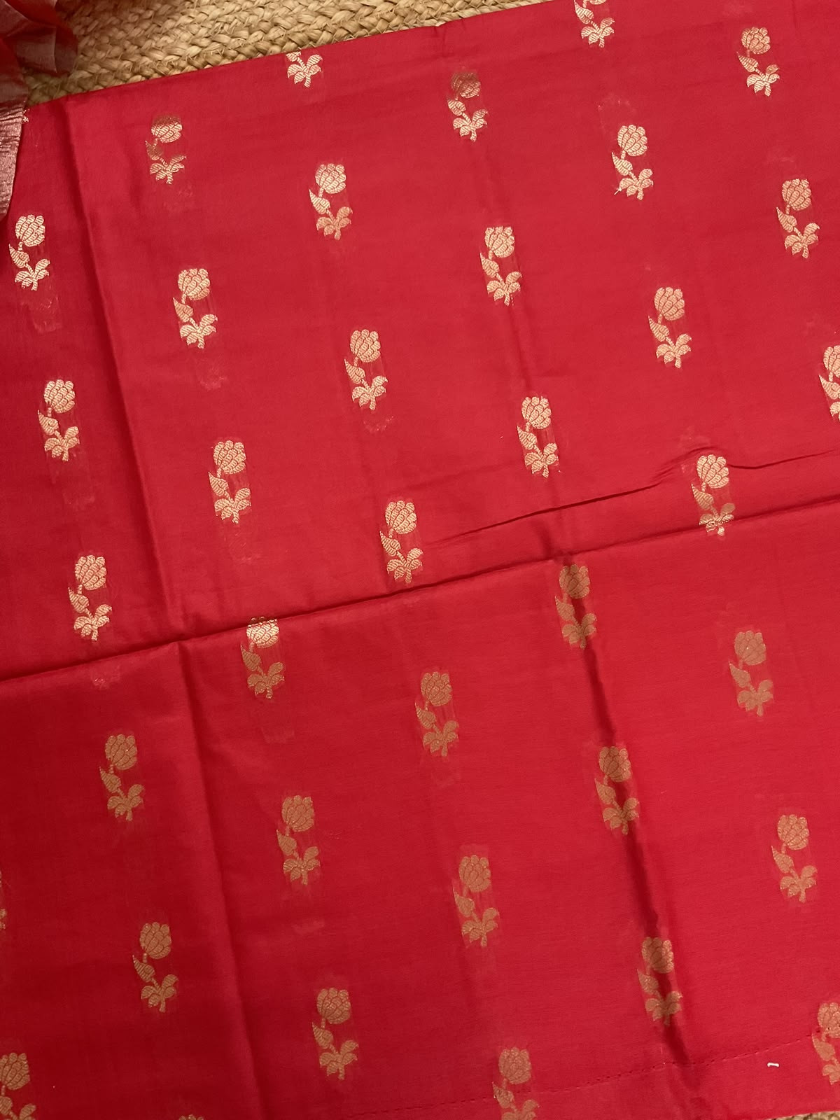 Soft Fine Chanderi Banarasi Weaved Suit - Red