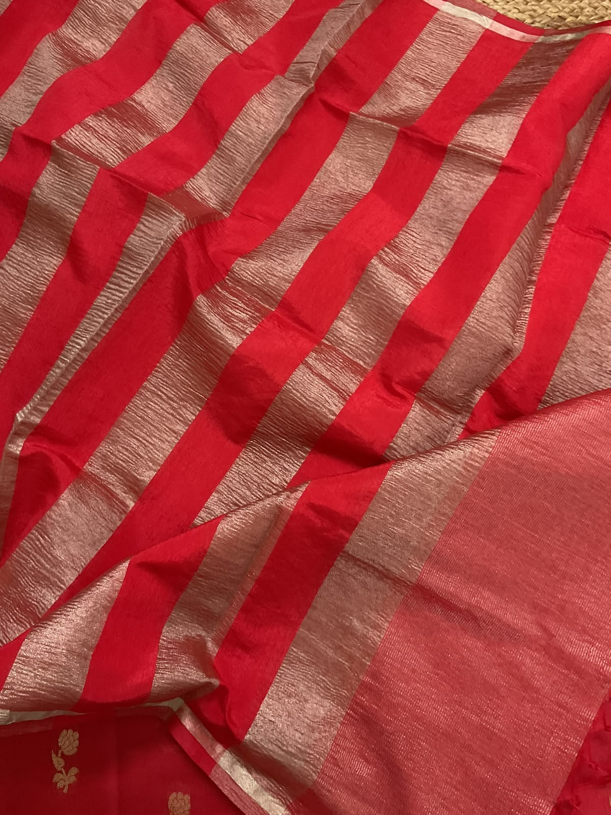 Soft Fine Chanderi Banarasi Weaved Suit - Red