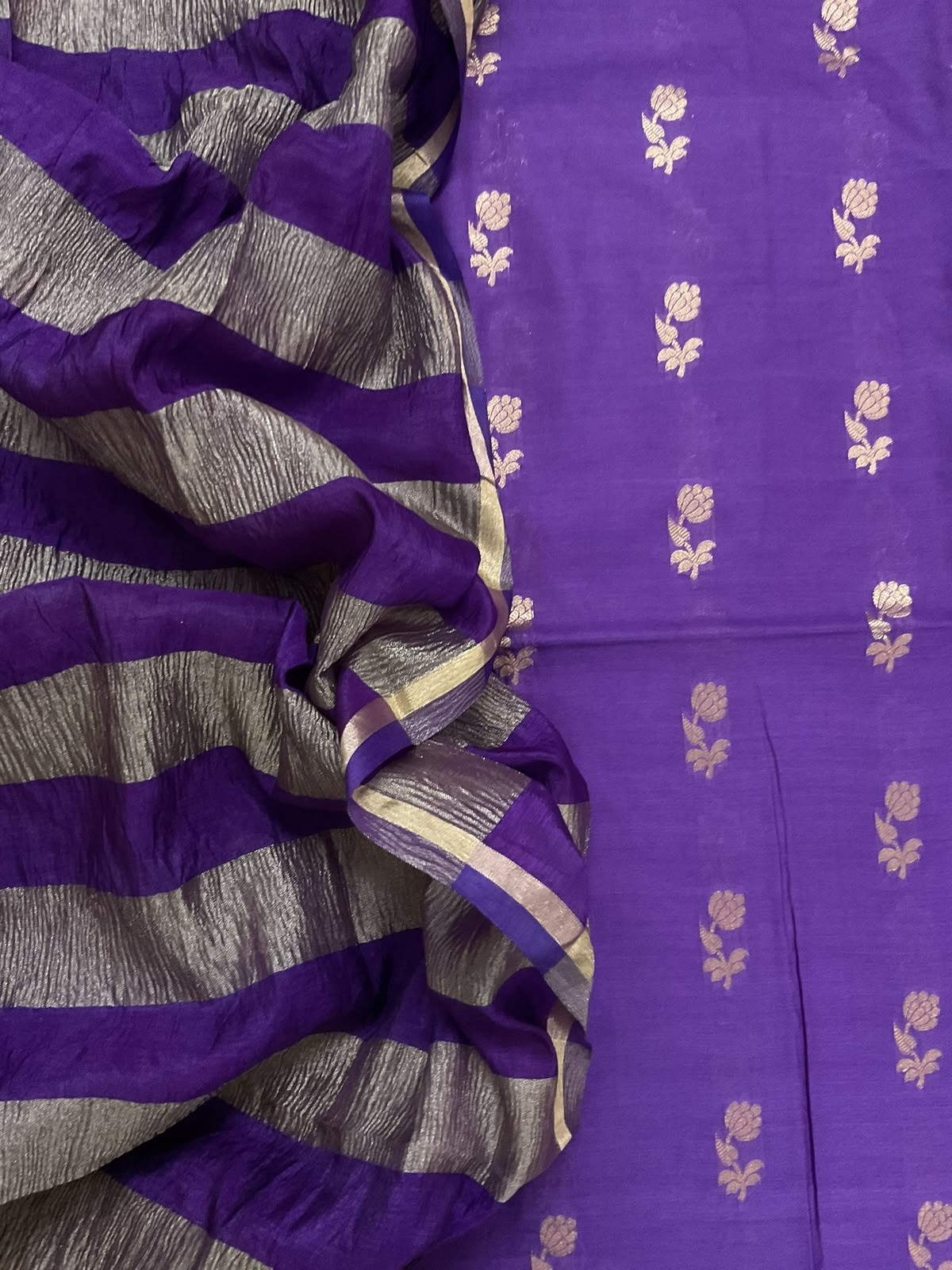 Soft Fine Chanderi Banarasi Weaved Suit - Violet