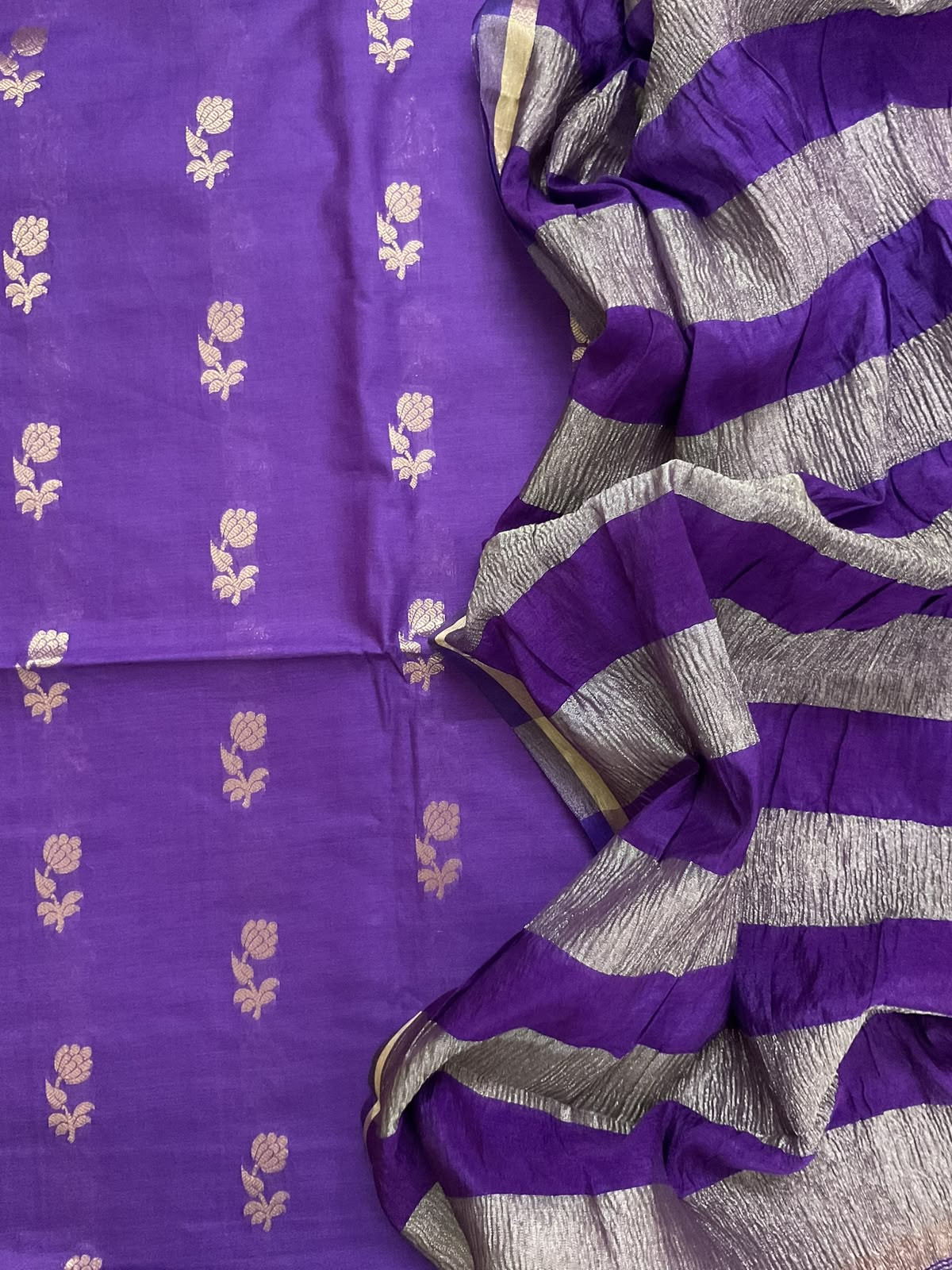 Soft Fine Chanderi Banarasi Weaved Suit - Violet