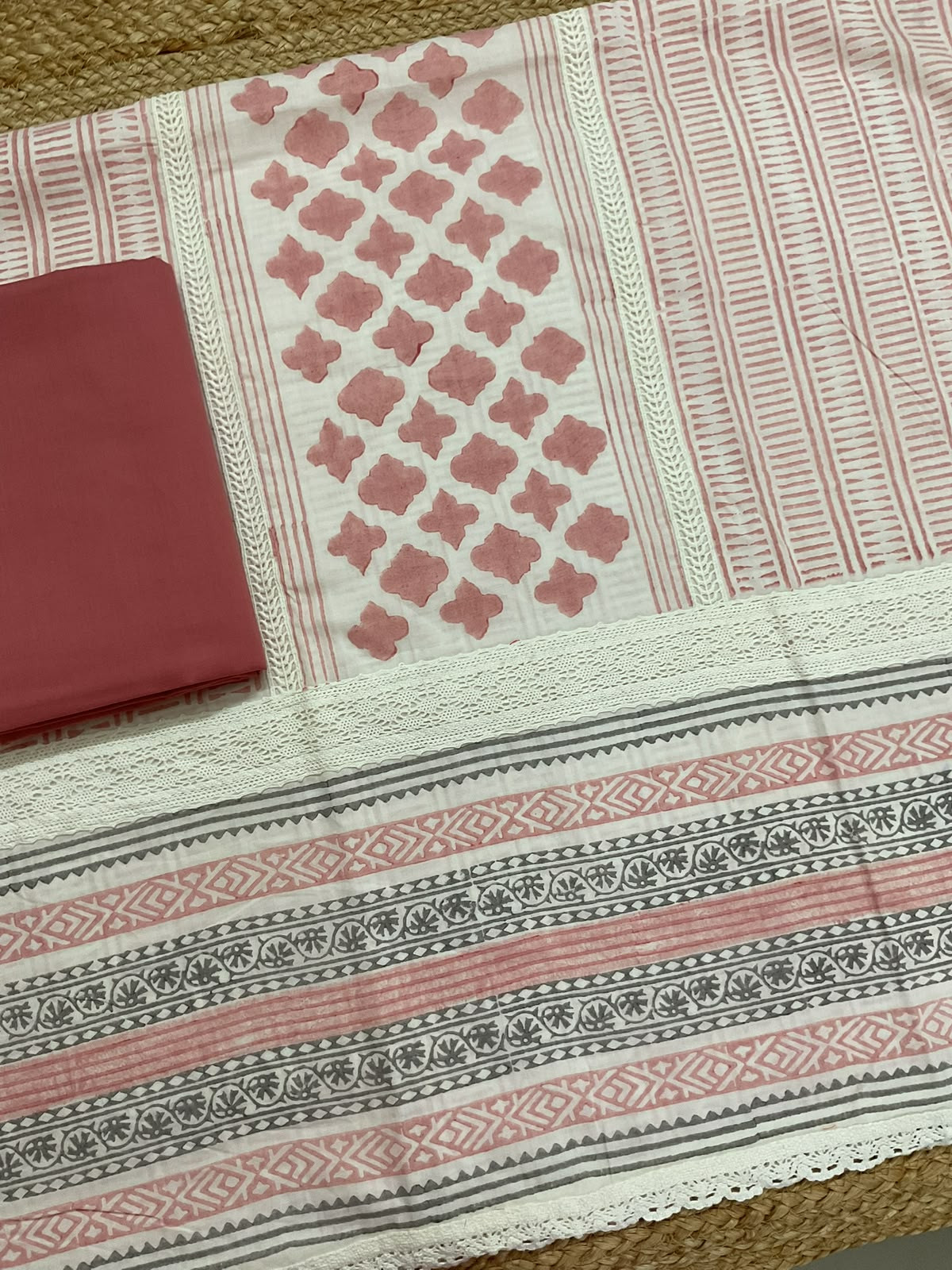 Pure Mul Cotton Printed Embroidered Suit - Peach