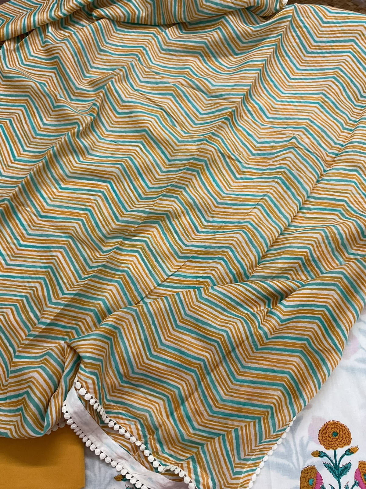 Pure Mul Cotton Printed Suit - Off White