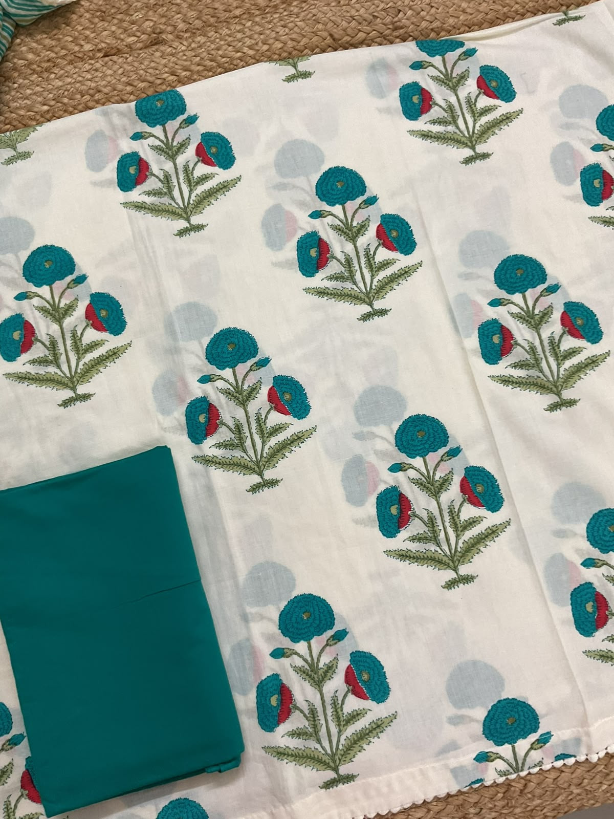 Pure Mul Cotton Printed Suit - Off White