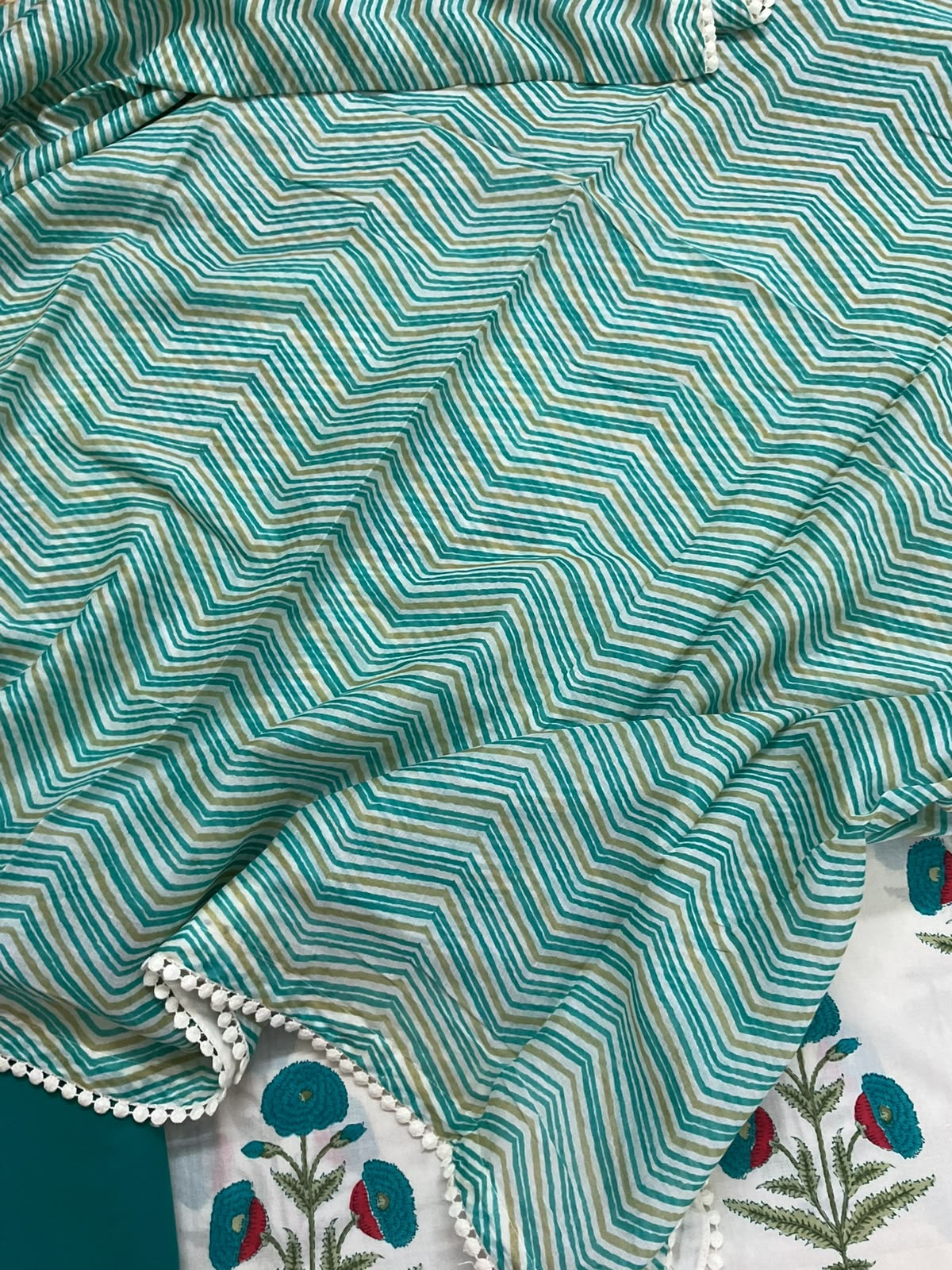Pure Mul Cotton Printed Suit - Off White
