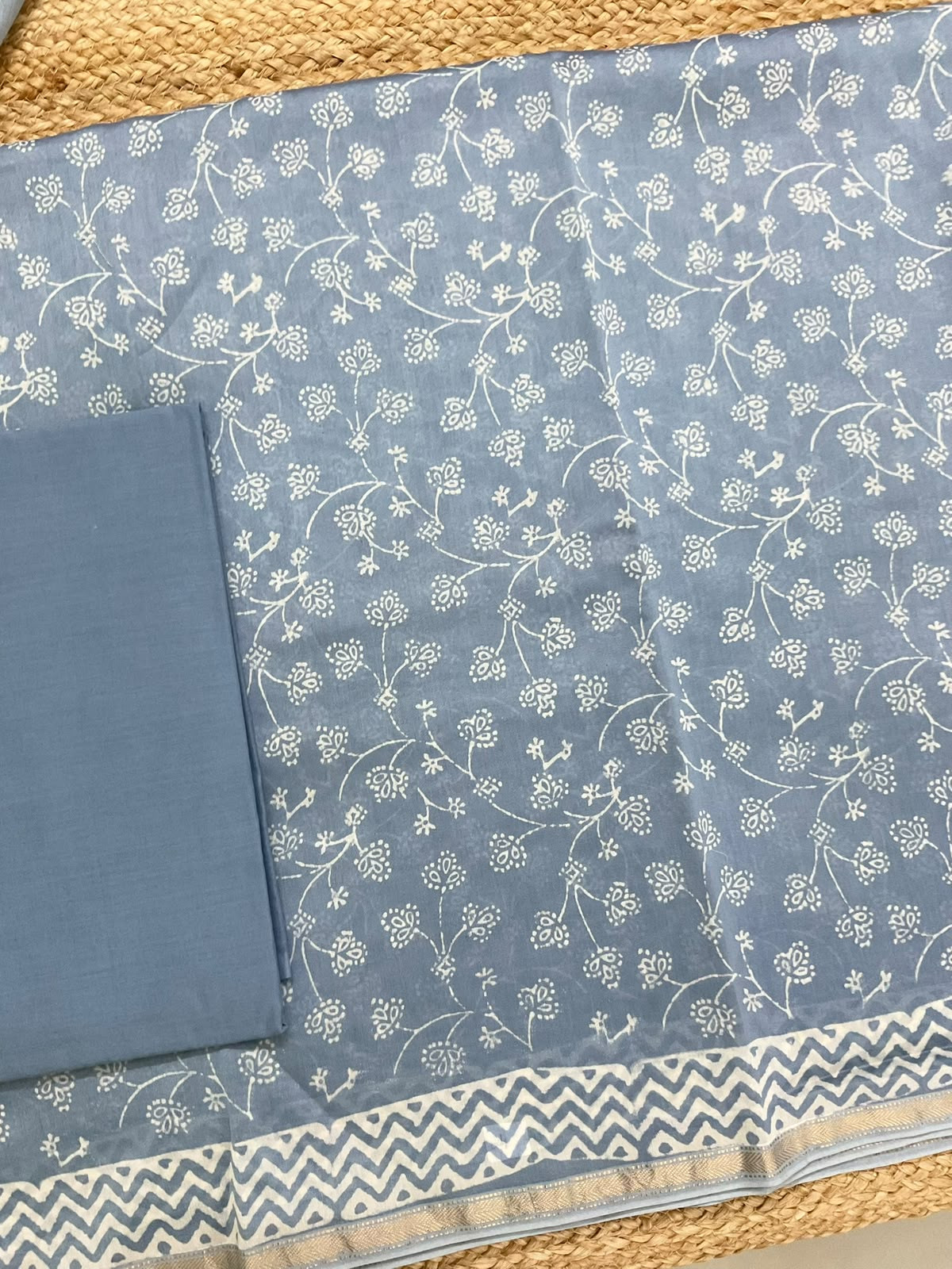 Pure Maheshwari Printed Suit - Blue