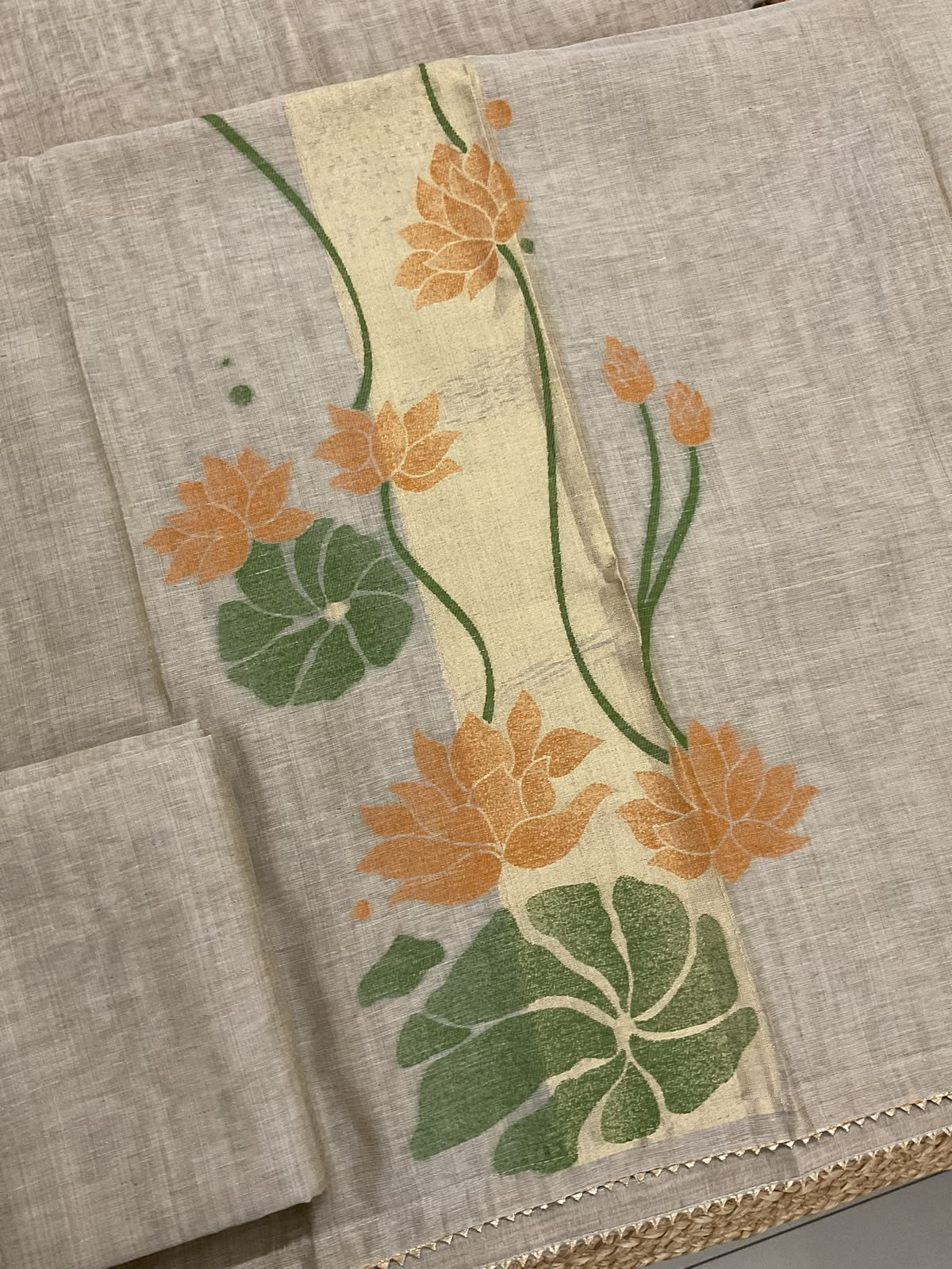 Soft Fine Slub Chanderi Jamdani Weaved Embroidered Suit - Beige