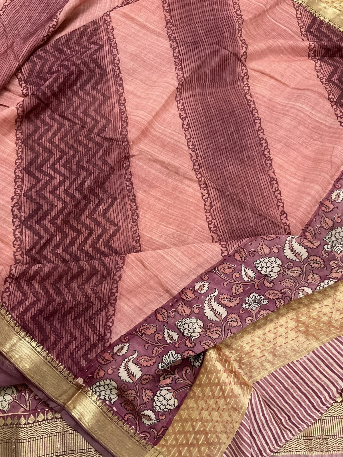 Pure Muslin Printed Banarasi Weaved Suit - Mauve