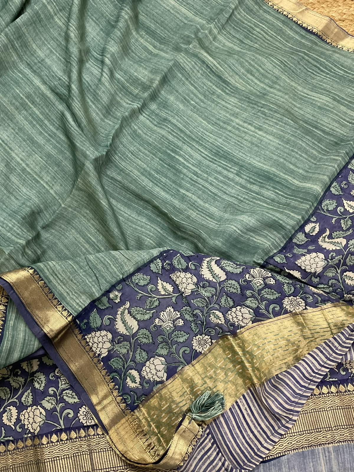 Pure Muslin Printed Banarasi Weaved Suit - Purple