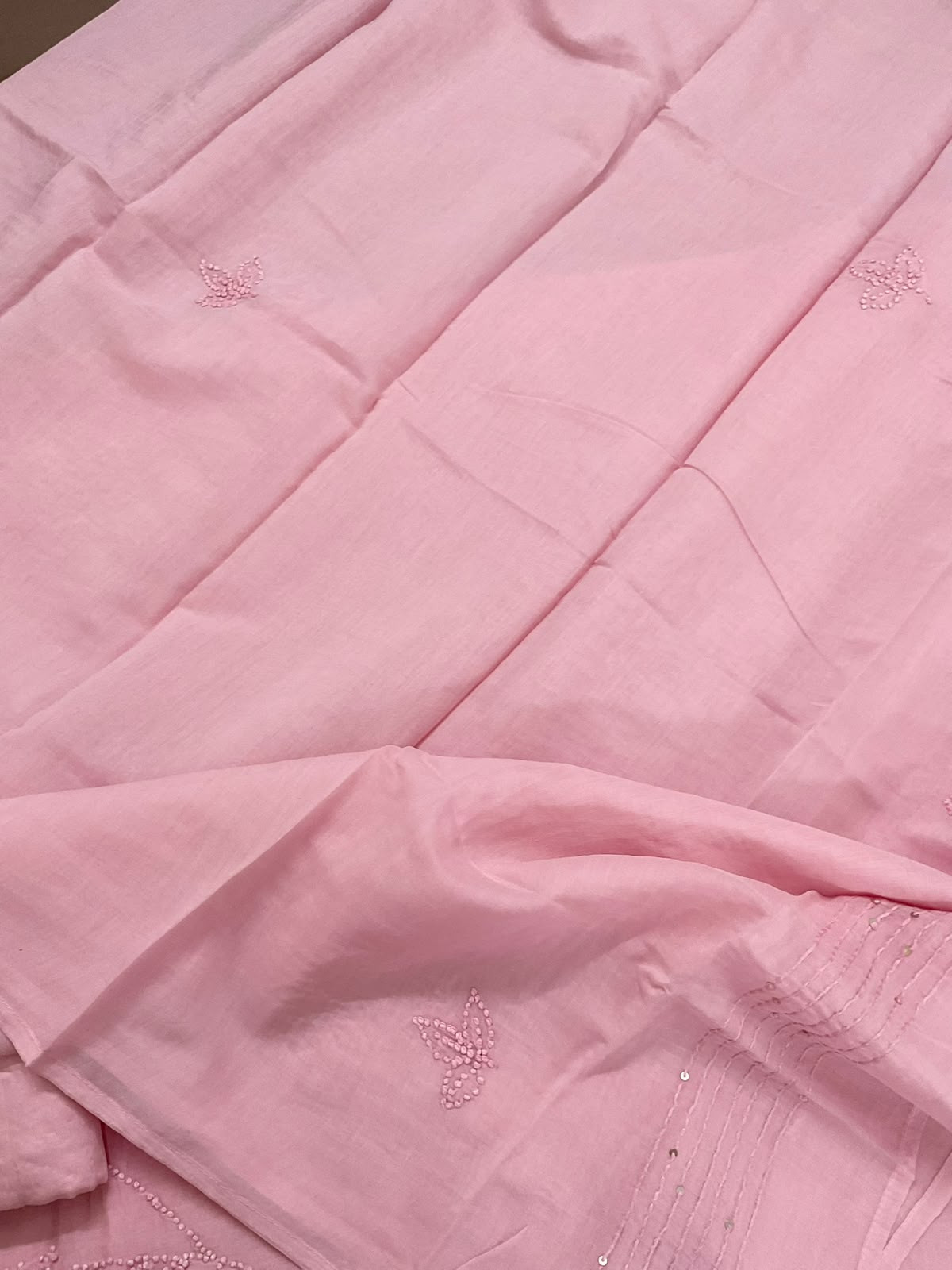 Soft Chanderi Embroidered Suit - Pink