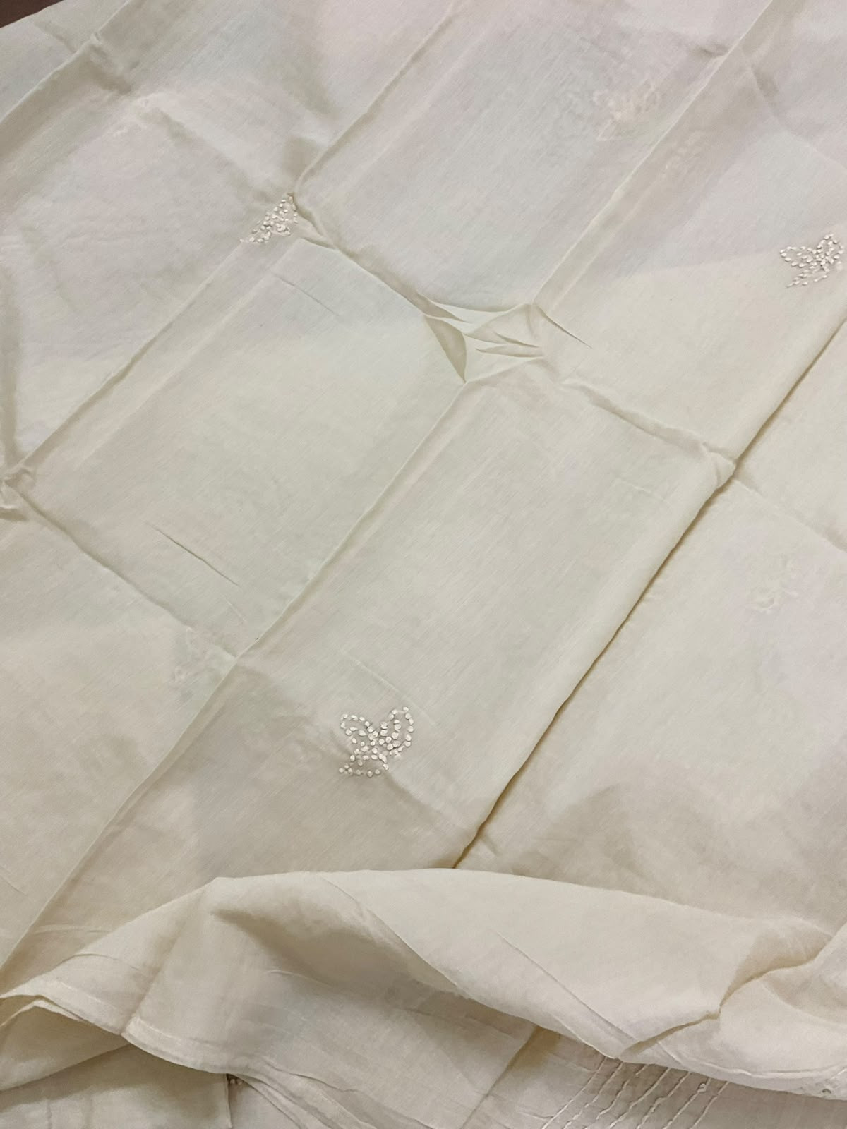 Soft Chanderi Embroidered Suit - Beige