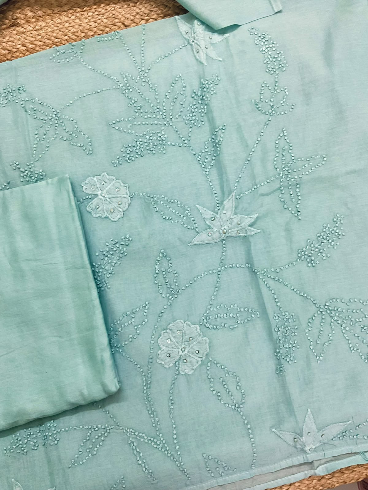 Soft Chanderi Embroidered Suit - Blue