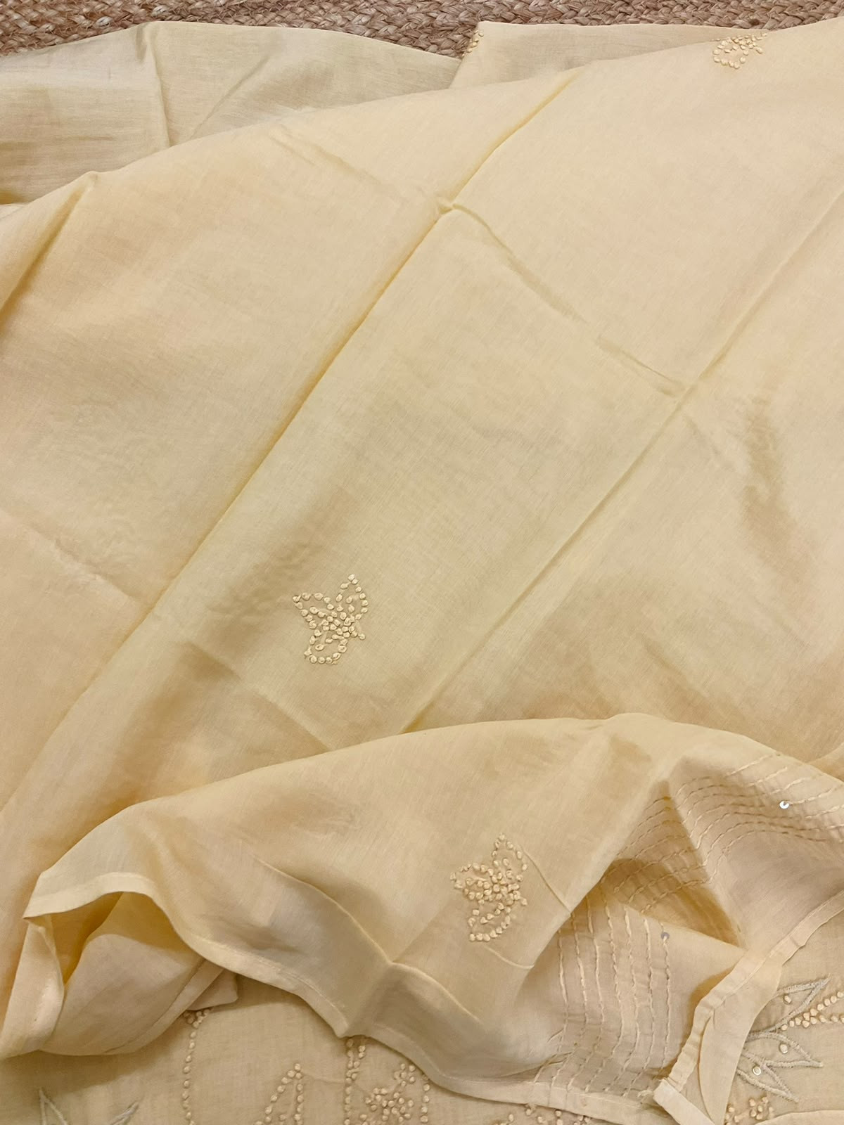 Soft Chanderi Embroidered Suit - Yellow