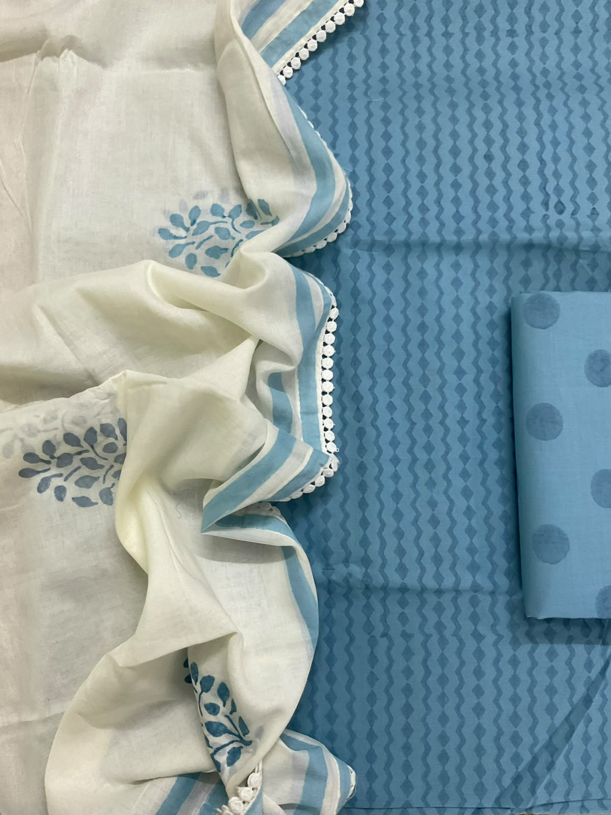 Pure Fine Cotton Printed Suit - Blue
