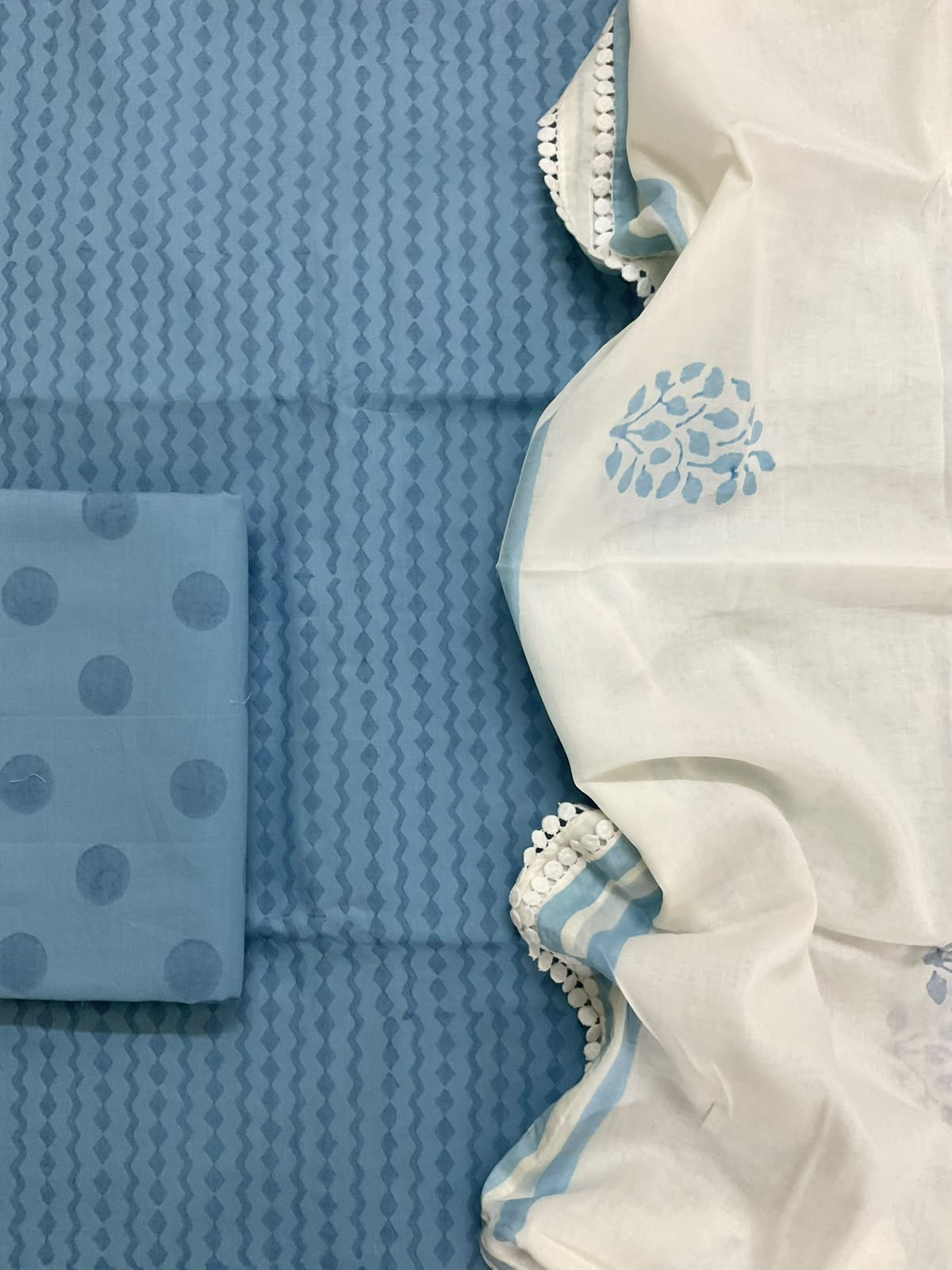 Pure Fine Cotton Printed Suit - Blue