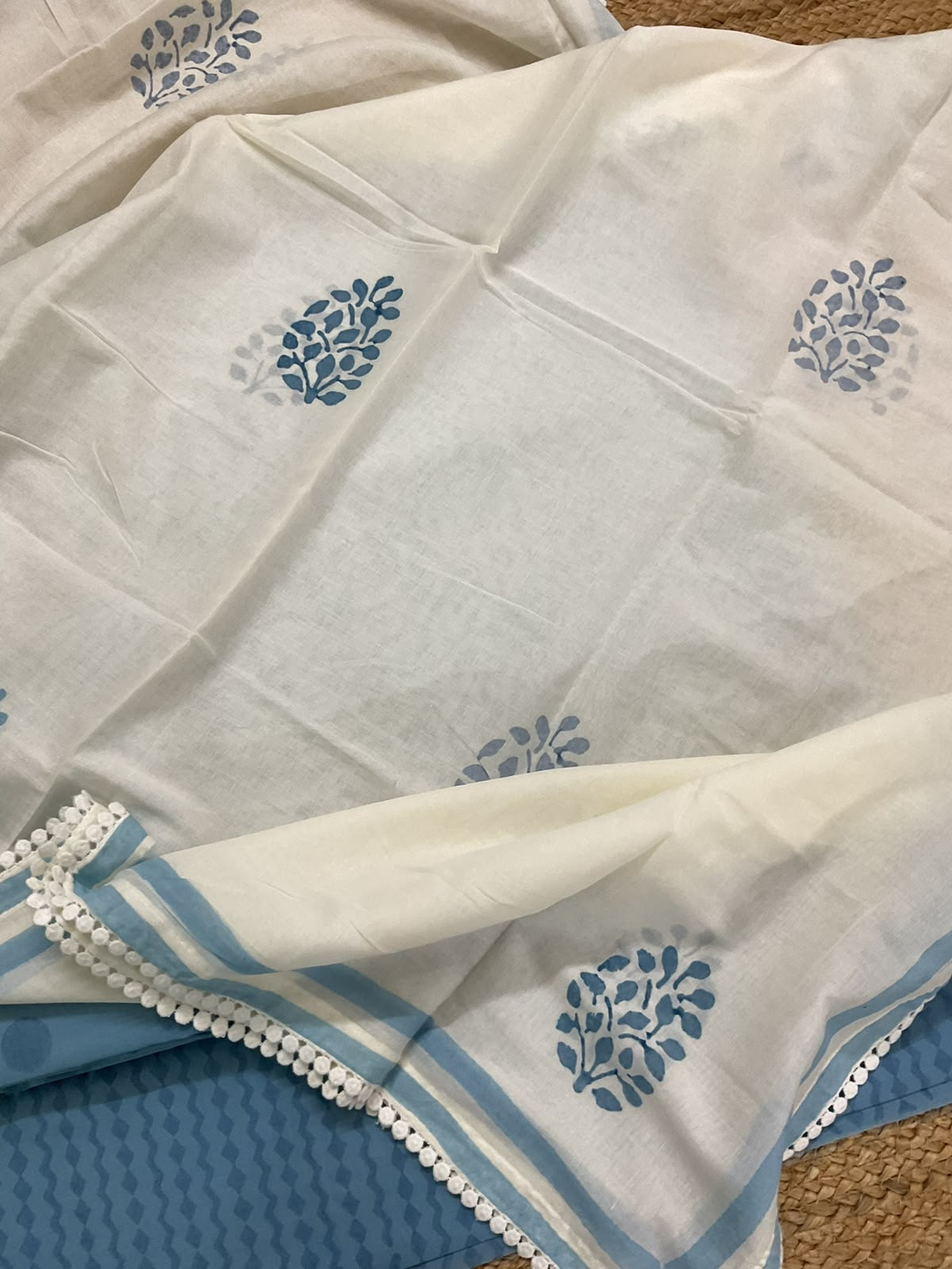 Pure Fine Cotton Printed Suit - Blue