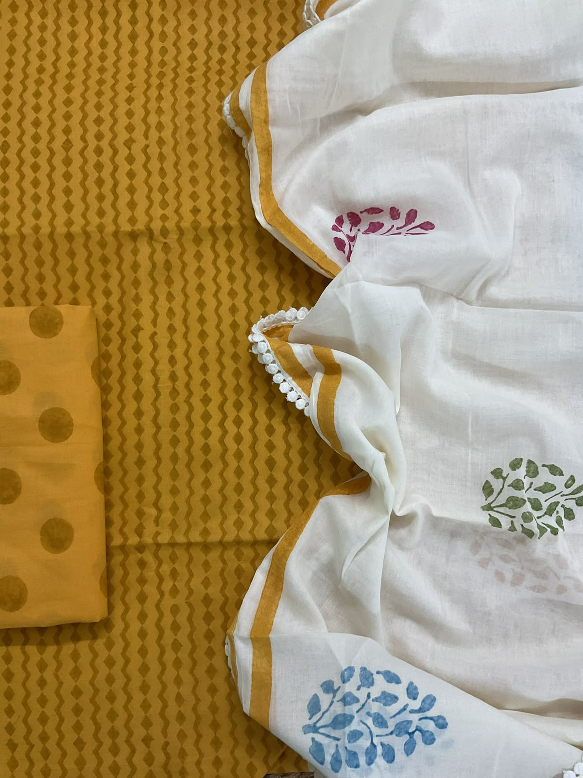 Pure Fine Cotton Printed Suit - Yellow