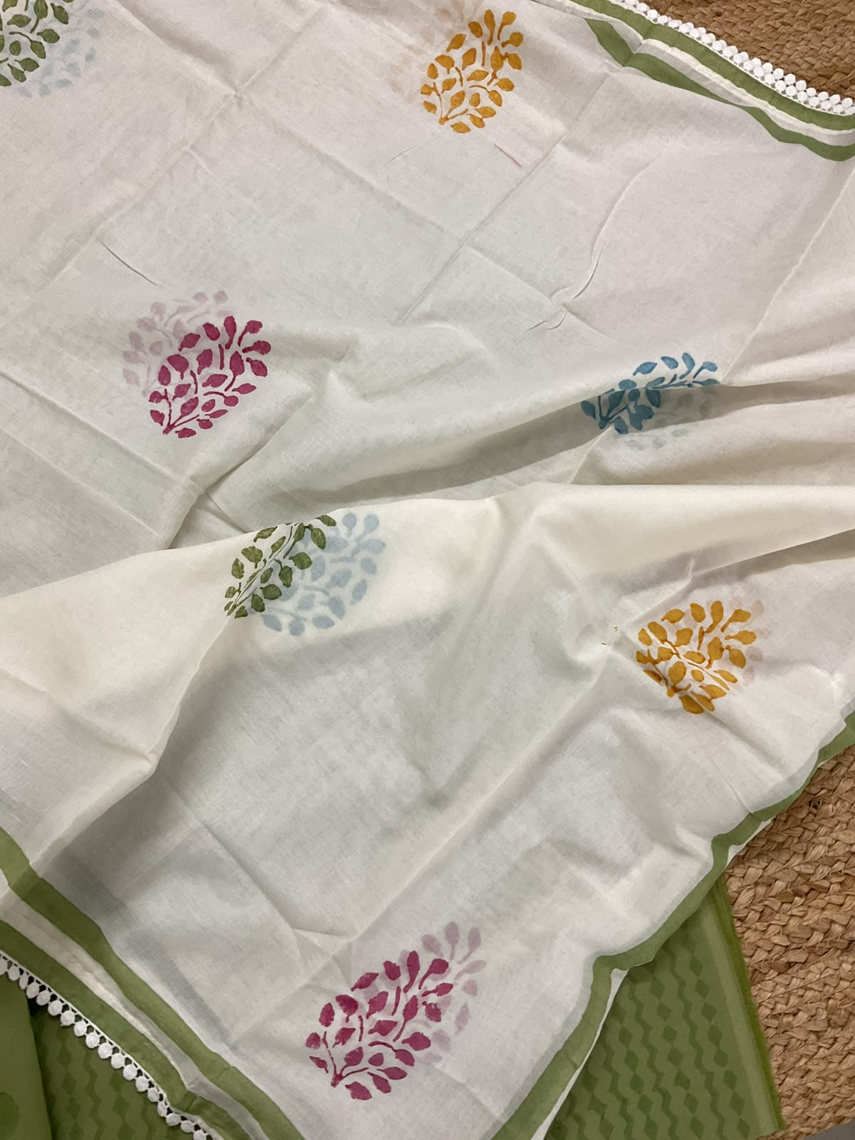 Pure Fine Cotton Printed Suit - Green