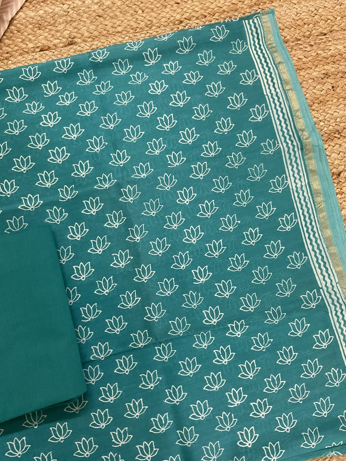 Pure Maheshwari Printed Suit - Blue