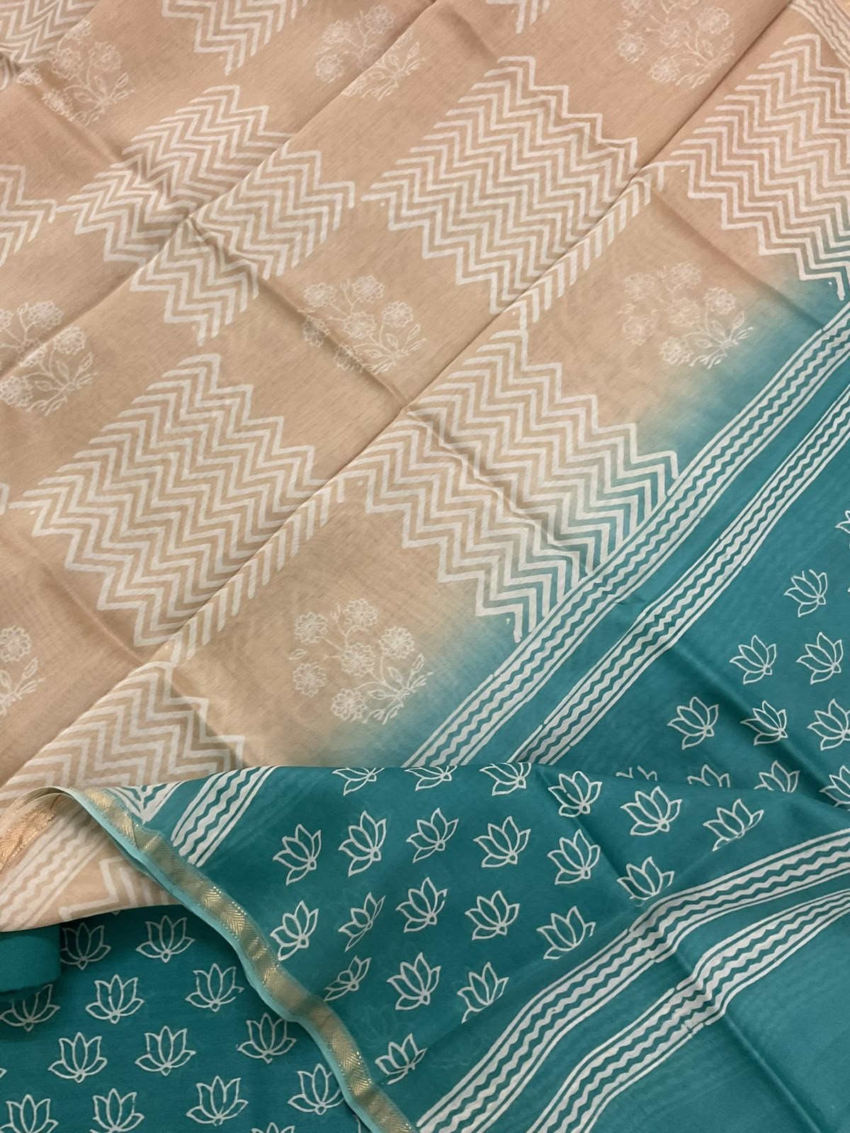 Pure Maheshwari Printed Suit - Blue