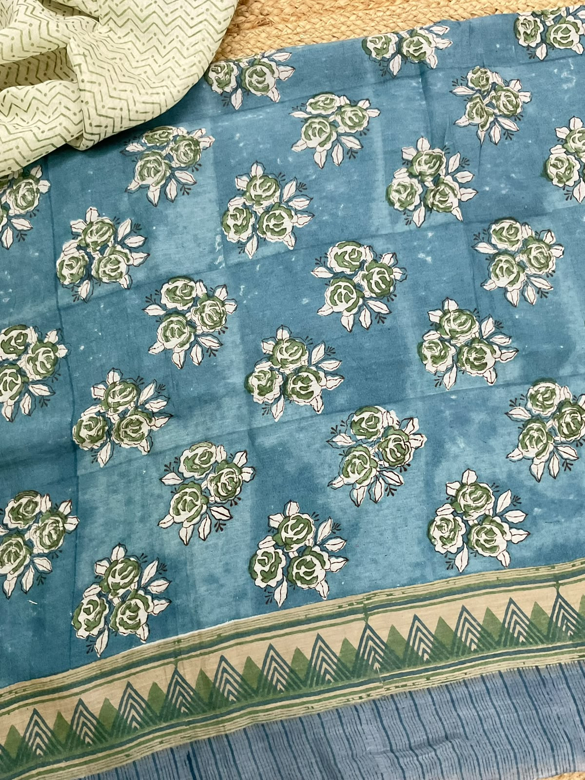 Pure Mul Chanderi Printed Suit - Blue