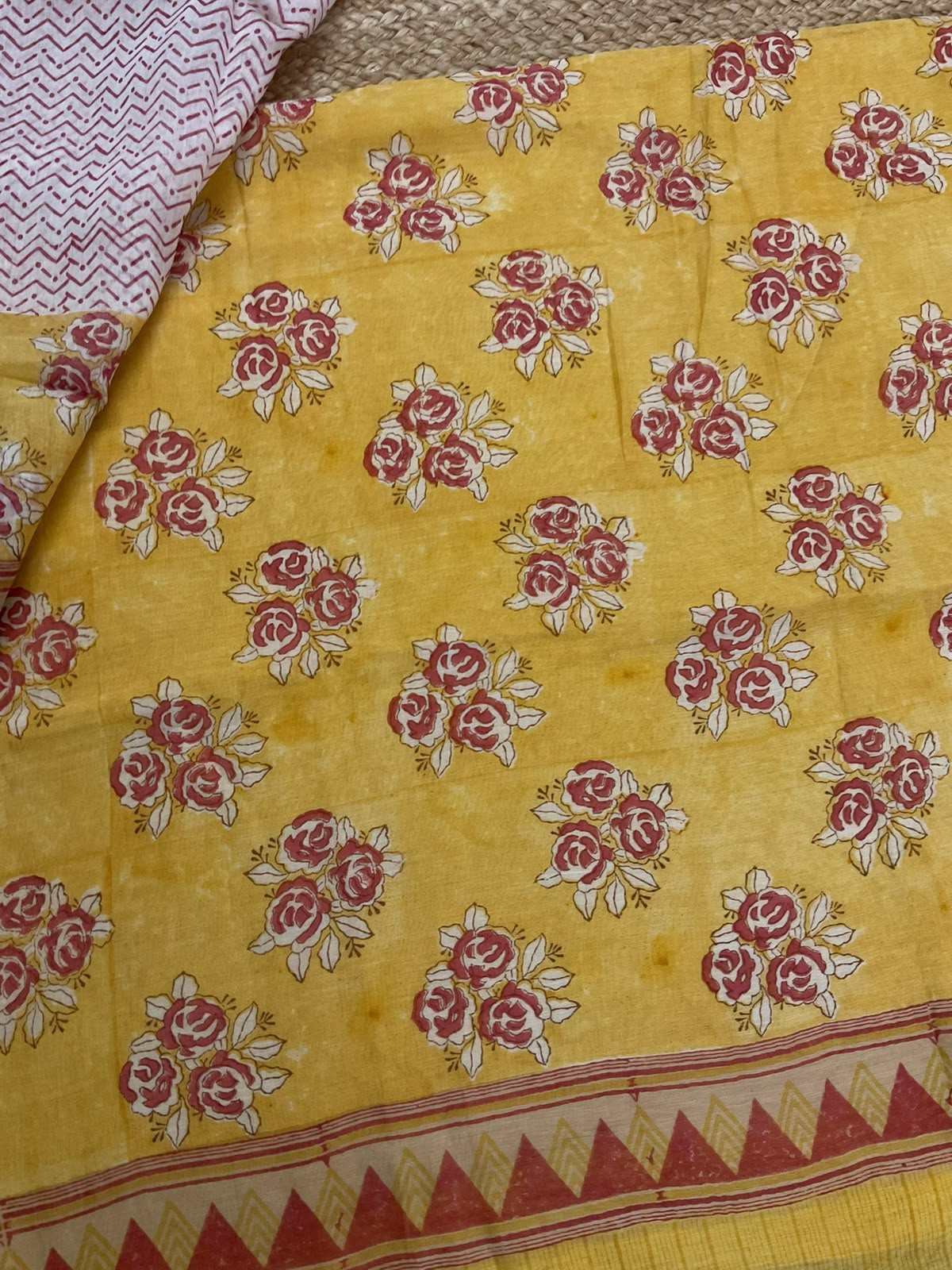 Pure Mul Chanderi Printed Suit - Yellow