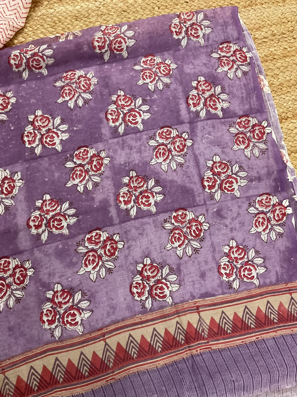 Pure Mul Chanderi Printed Suit - Purple