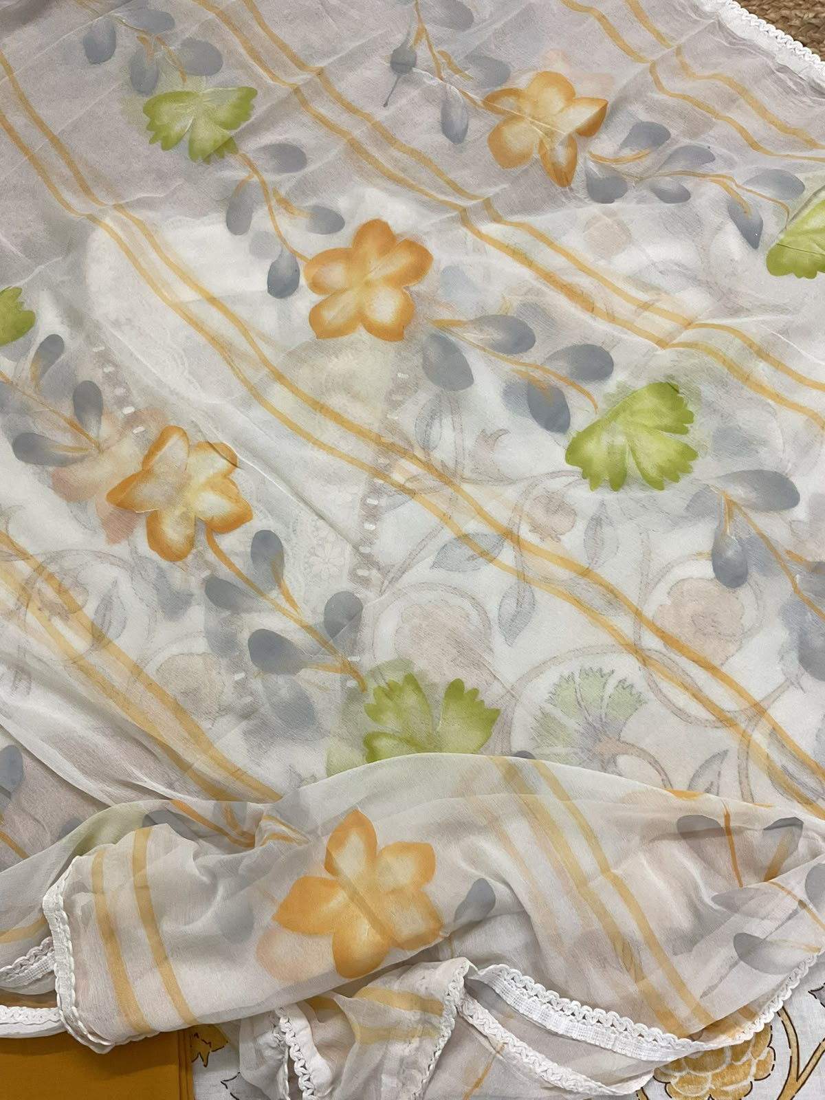 Pure Jute Cotton Brush Painted Embroidered Suit - Off White