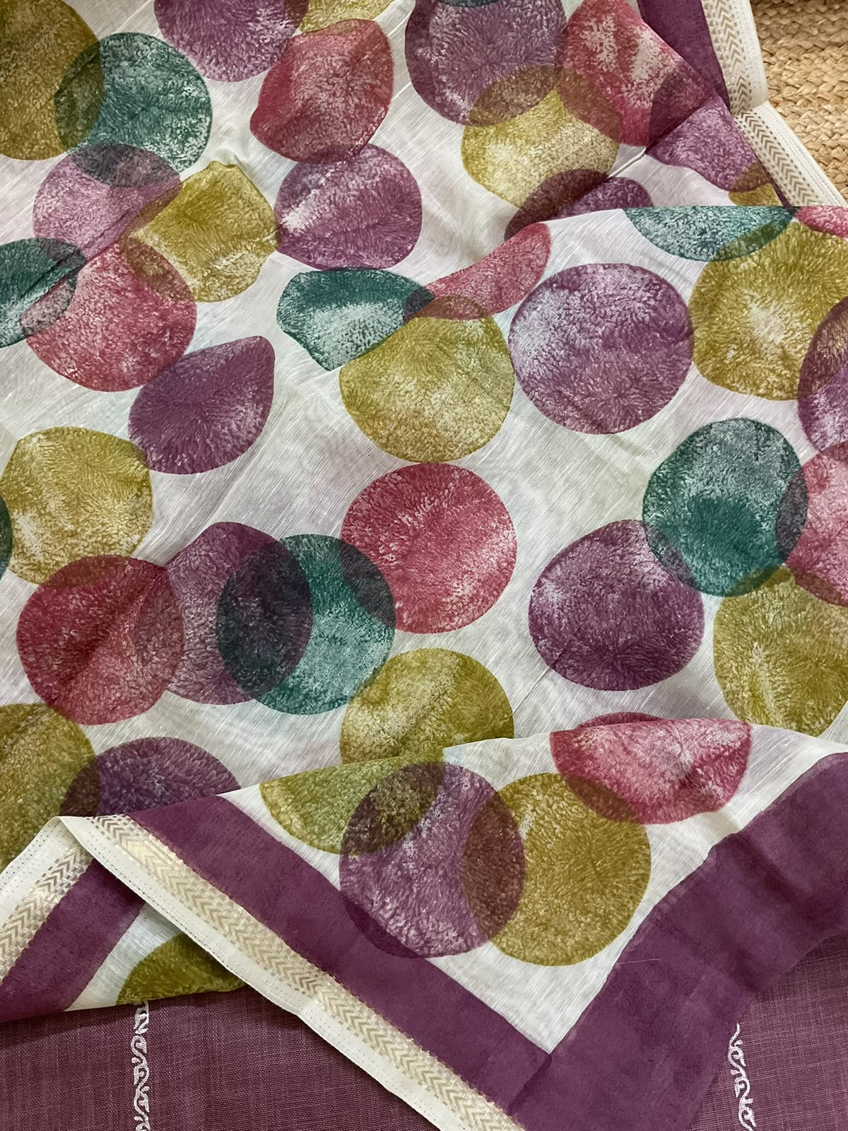 Pure Slub Cotton Printed Embroidered Suit - Mauve