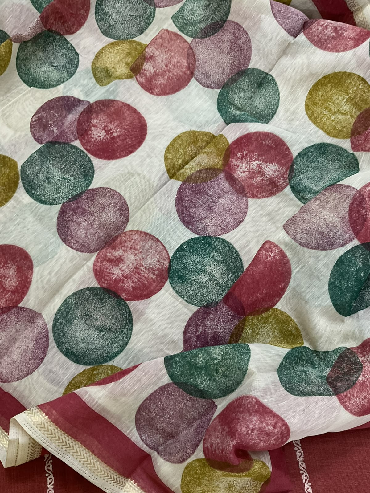 Pure Slub Cotton Printed Embroidered Suit - Rustic Dark Peach