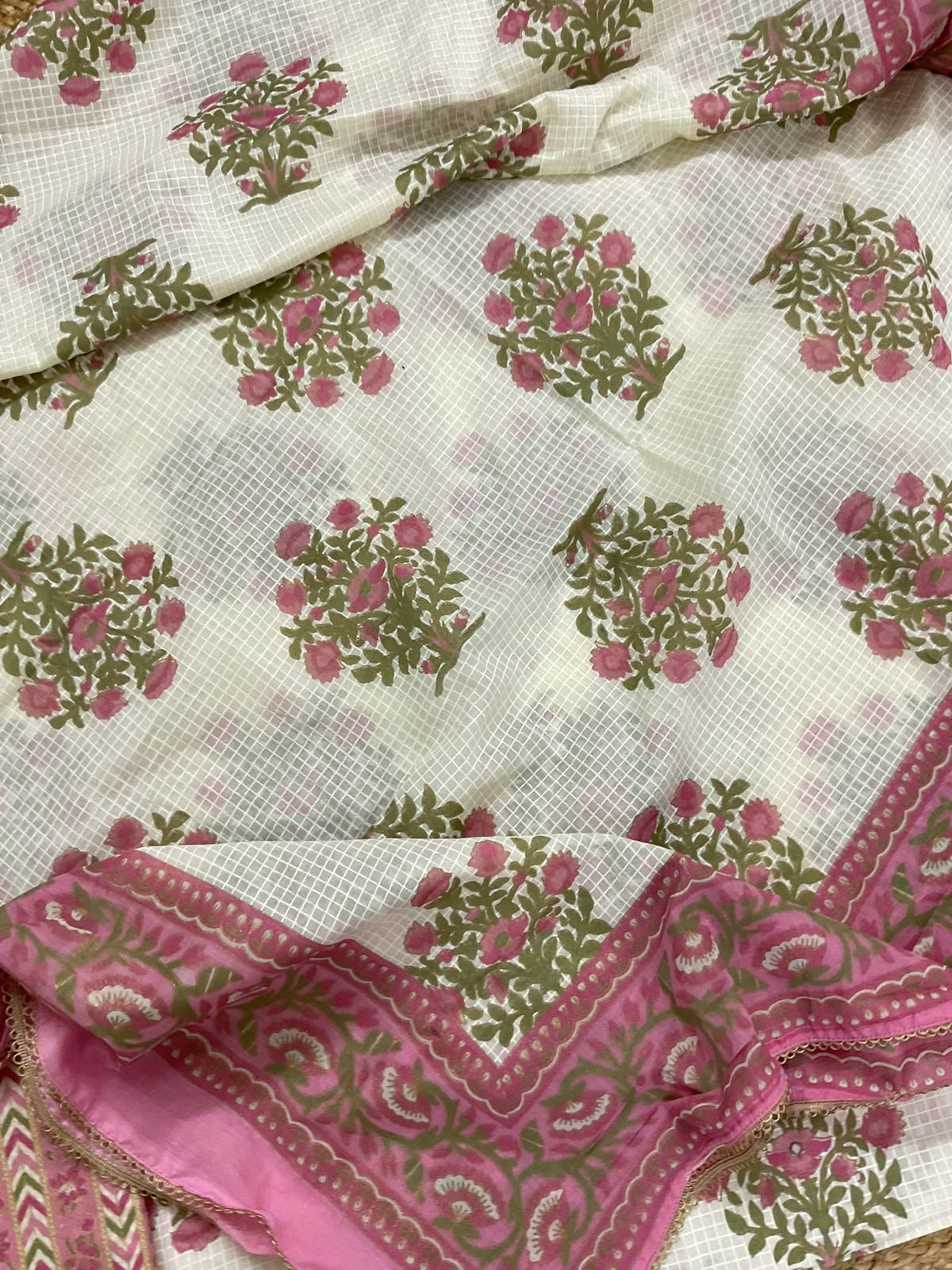 Pure Cotton Printed Embroidered Suit - Off White
