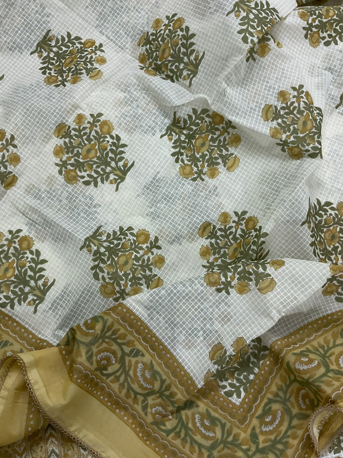 Pure Cotton Printed Embroidered Suit - Off White