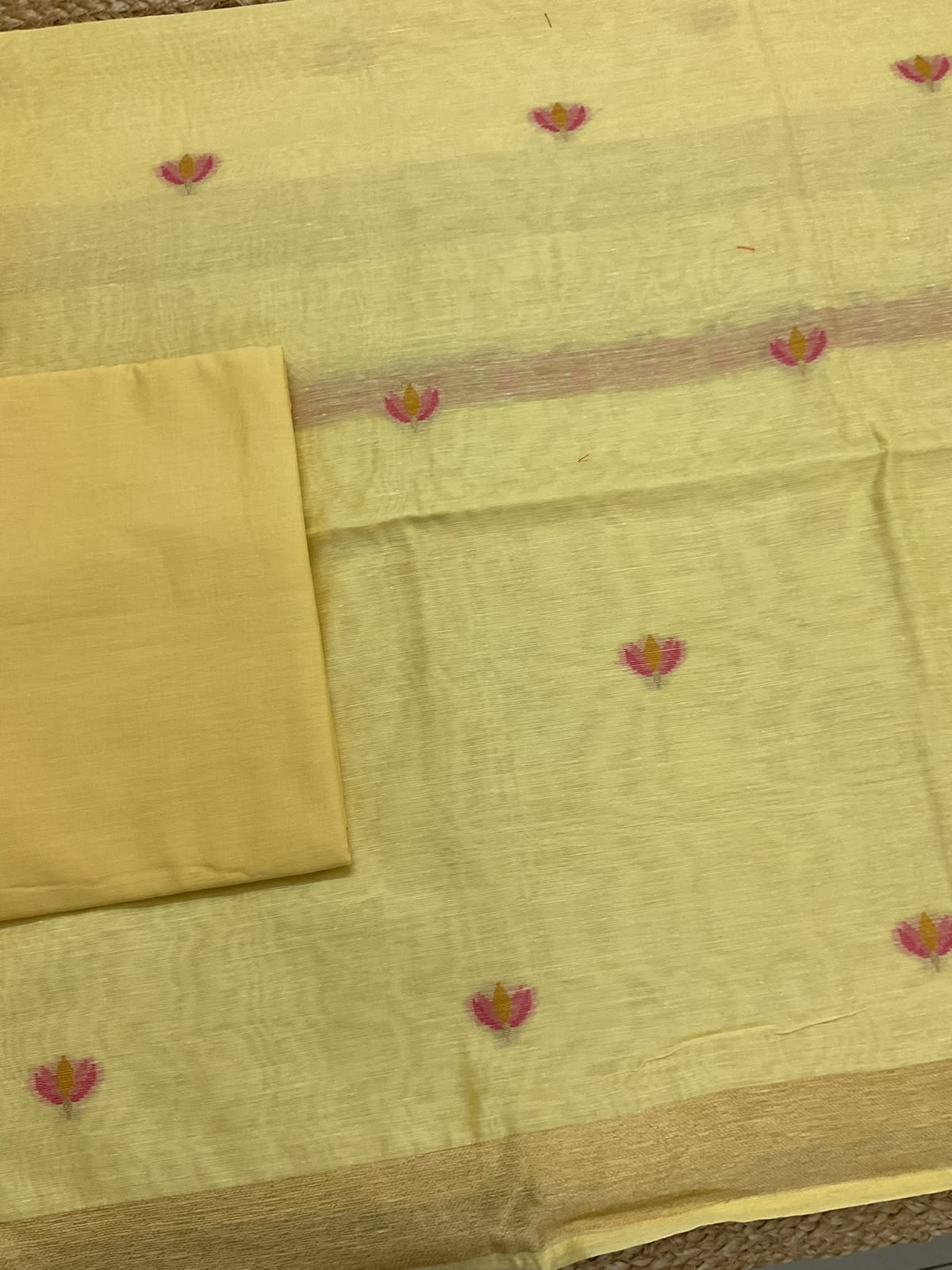 Soft Chanderi Jamdani Weaved Suit - Yellow