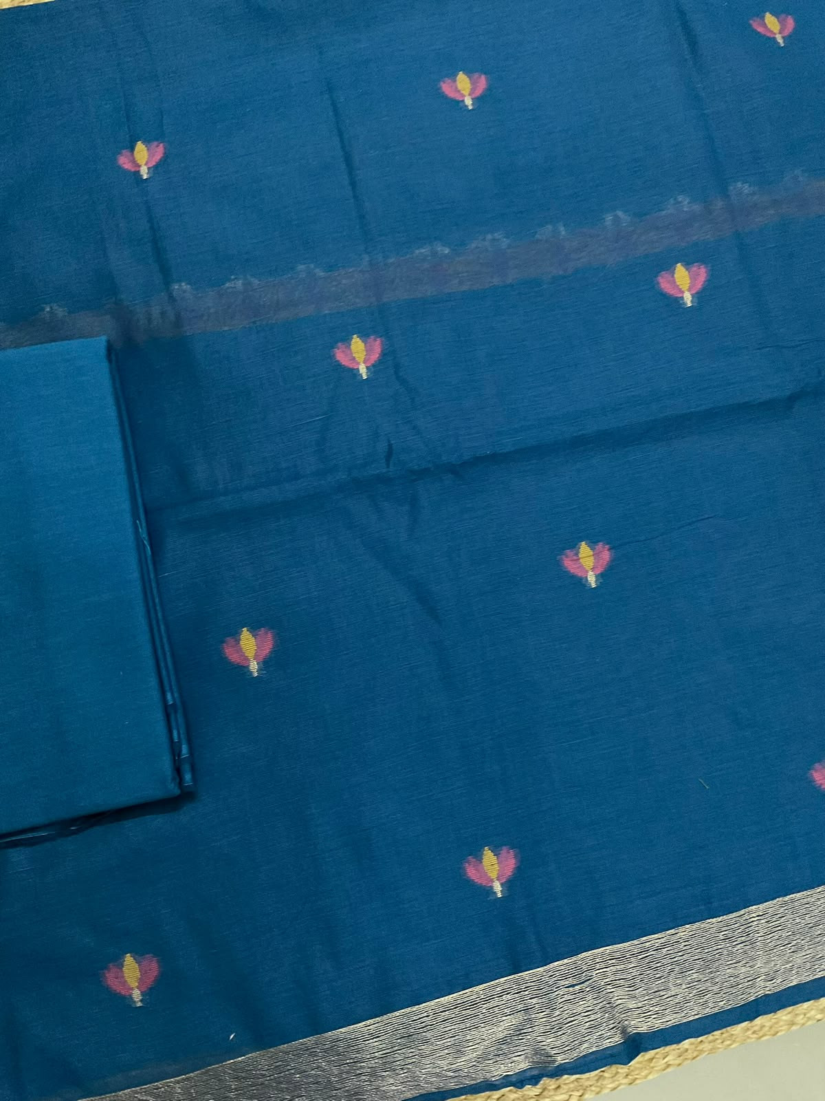 Soft Chanderi Jamdani Weaved Suit - Blue