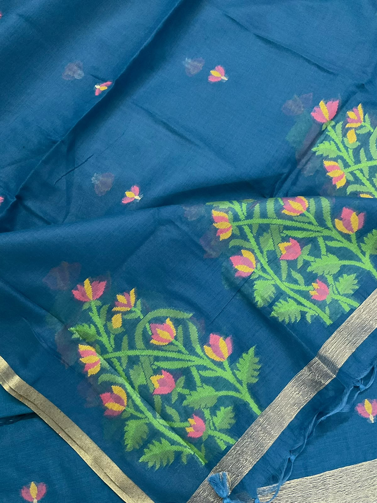 Soft Chanderi Jamdani Weaved Suit - Blue