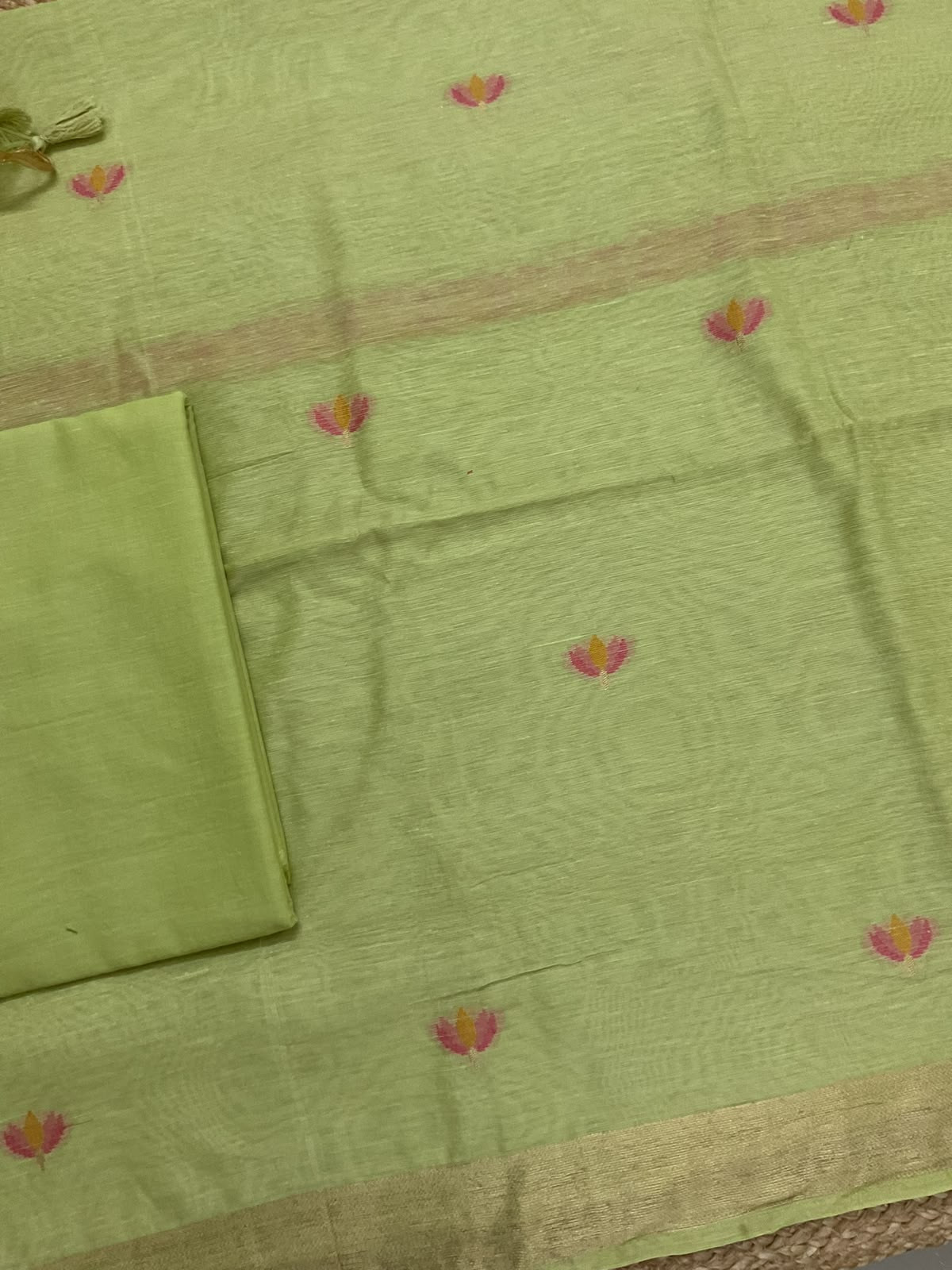 Soft Chanderi Jamdani Weaved Suit - Green