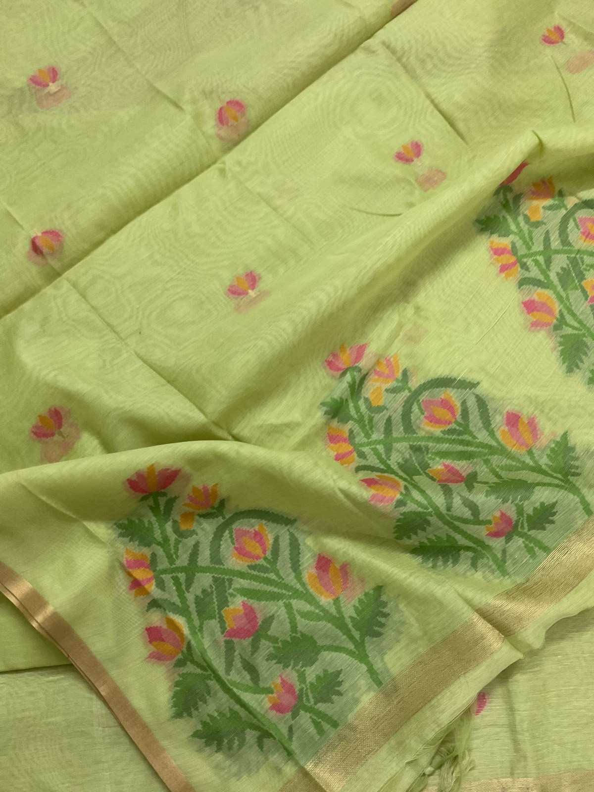 Soft Chanderi Jamdani Weaved Suit - Green