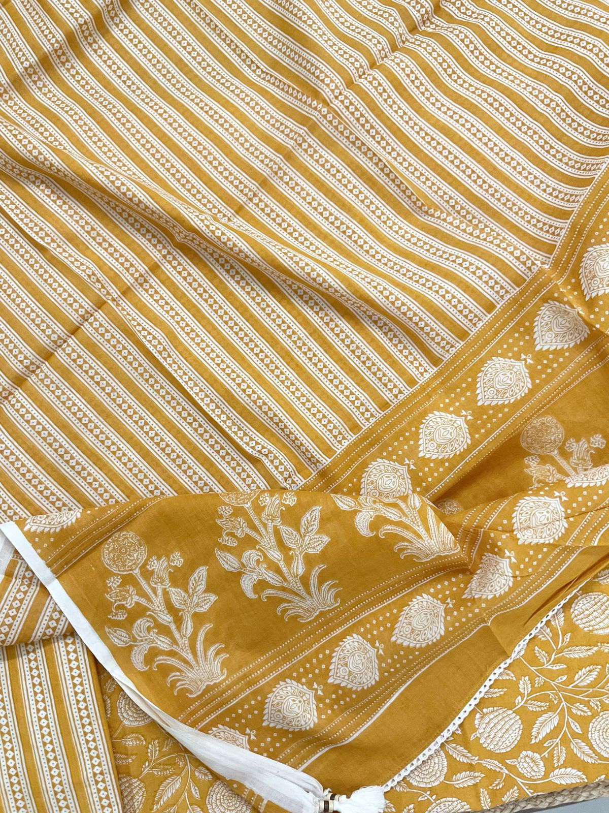 Pure Cotton Printed Embroidered Suit - Yellow