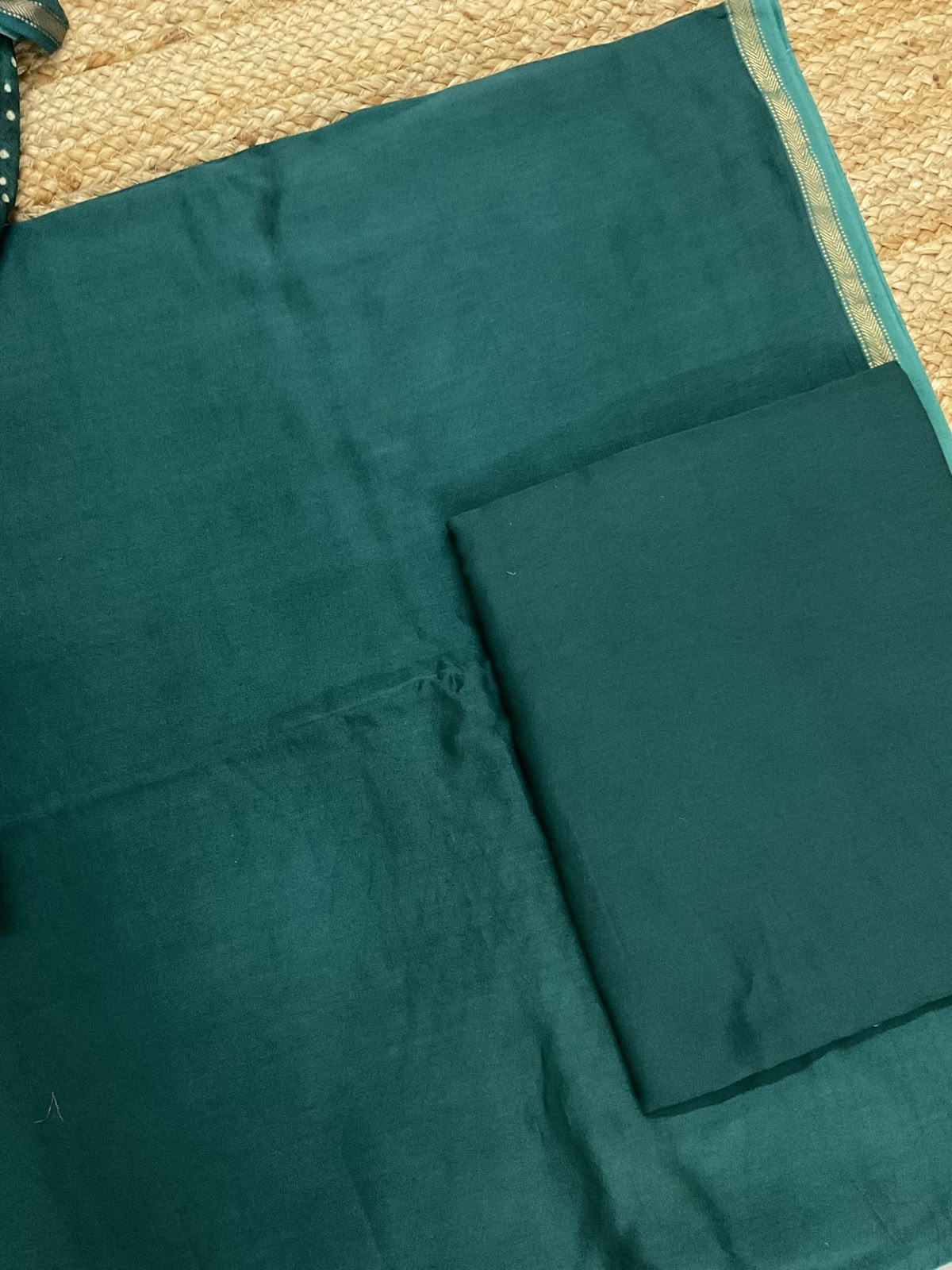 Pure Maheshwari Silk Printed Suit - Green