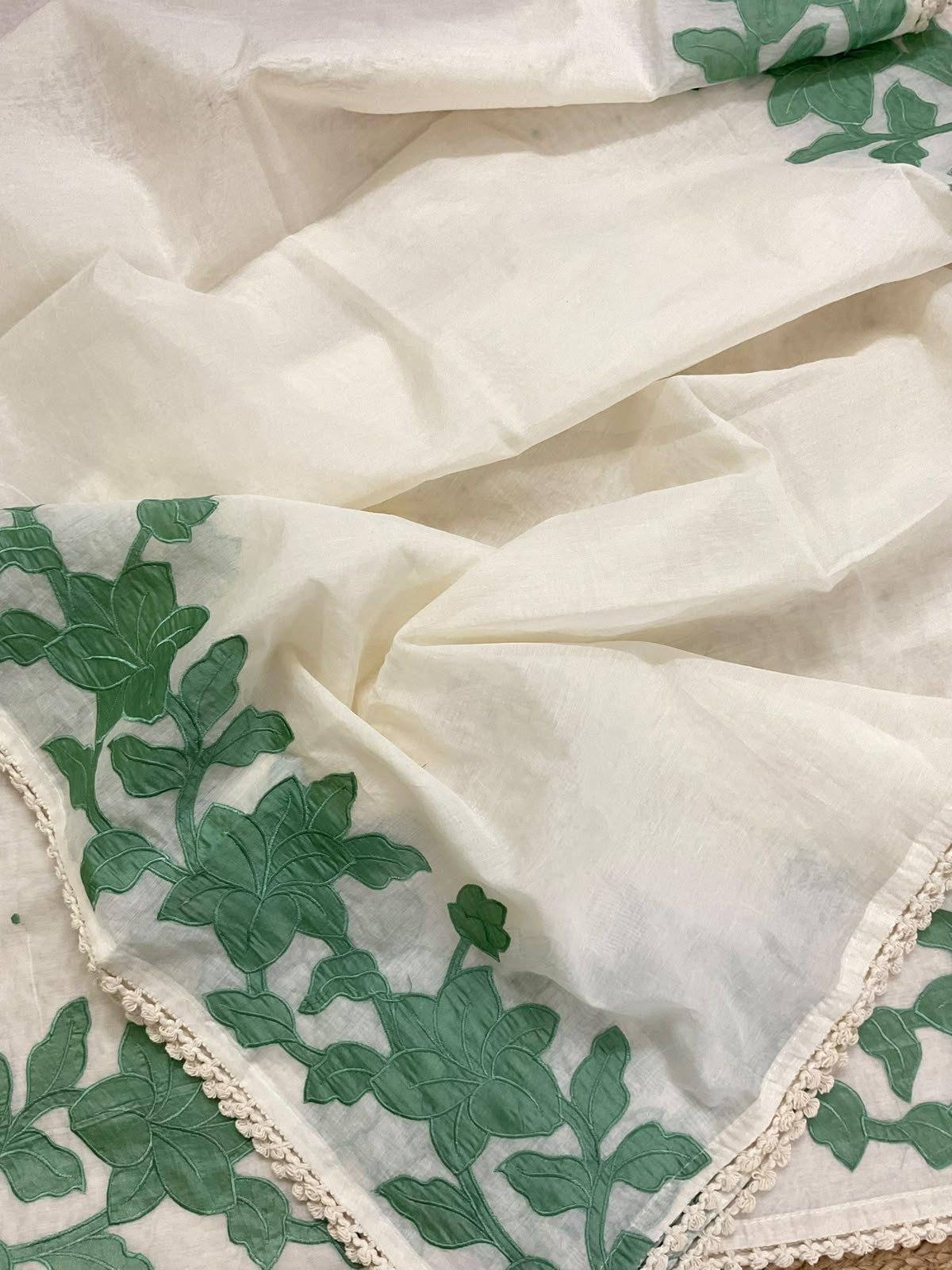 Pure Mul Chanderi Embroidered Suit - Cream